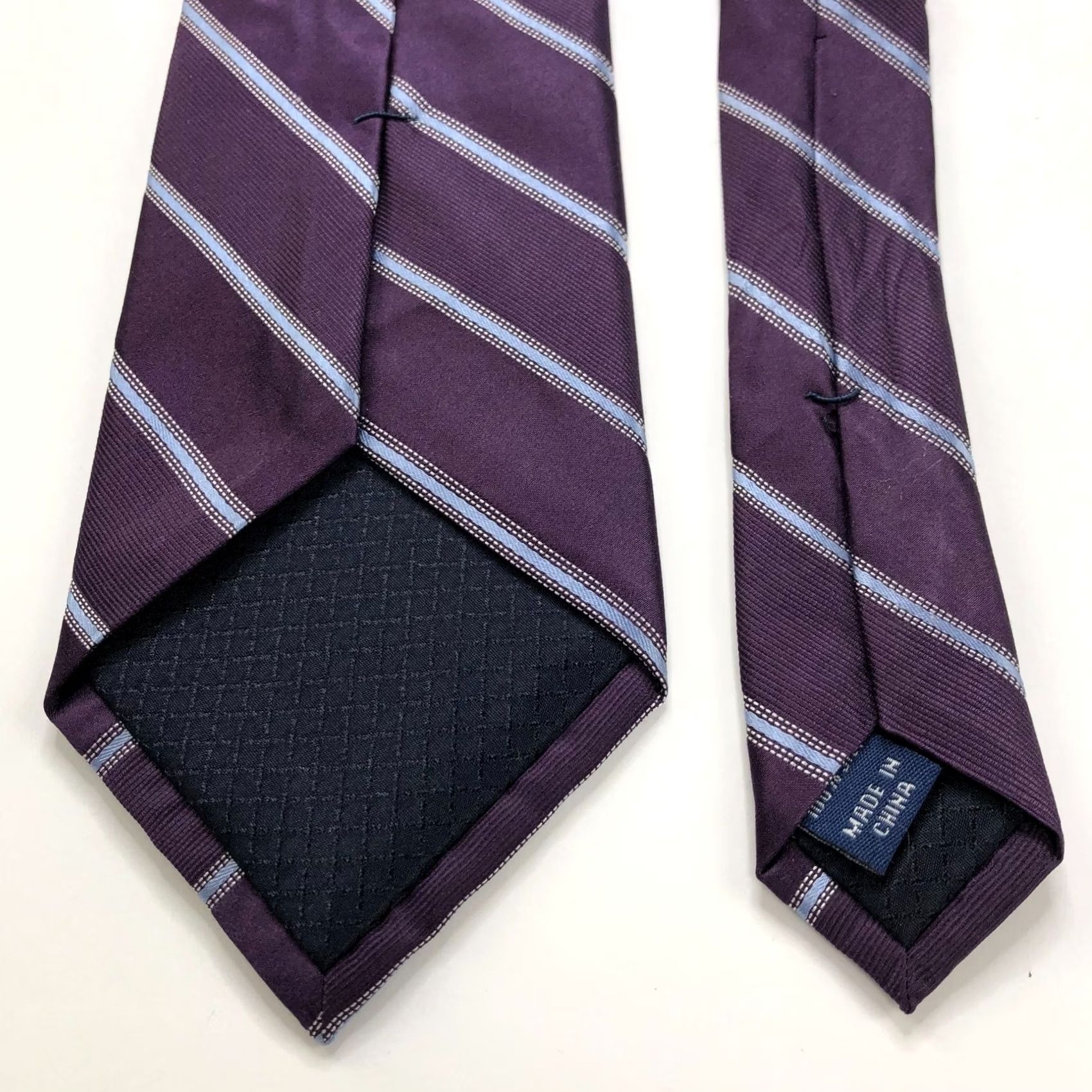 Jones New York VINTAGE Jones New York Men Silk Necktie Striped 3.5-in/57-in Purple Tie 57 Inches Mens Designer Adjustable Size ONE SIZE - 7 Thumbnail
