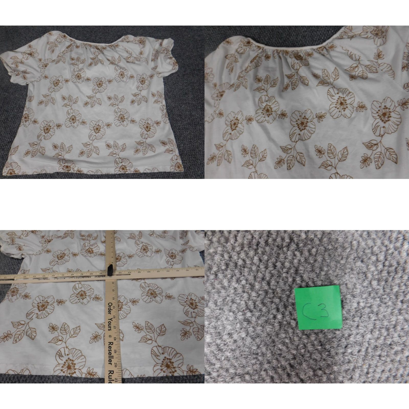 Vintage Cathy Daniels Womens Blouse L White Floral Pullover Short Sleeve Collared Button Breathable Stretch Classic Casual Regular Size L / US 10 / IT 46 - 9 Thumbnail