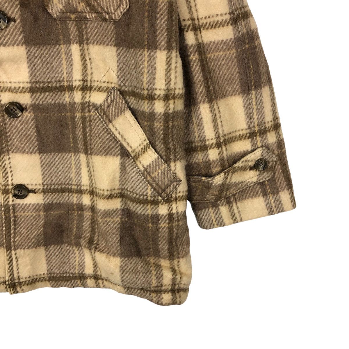 Flannel 🔥VINTAGE FLANNEL JACKET TARTAN DESIGN WOOL MINK FUR LINING Size US L / EU 52-54 / 3 - 4 Thumbnail