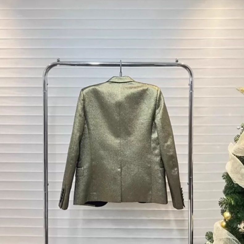 Saint Laurent Paris Saint Laurent Paris Gold Silk blazer Nextarrow-2505 Size XS / US 0-2 / IT 36-38 - 5 Thumbnail