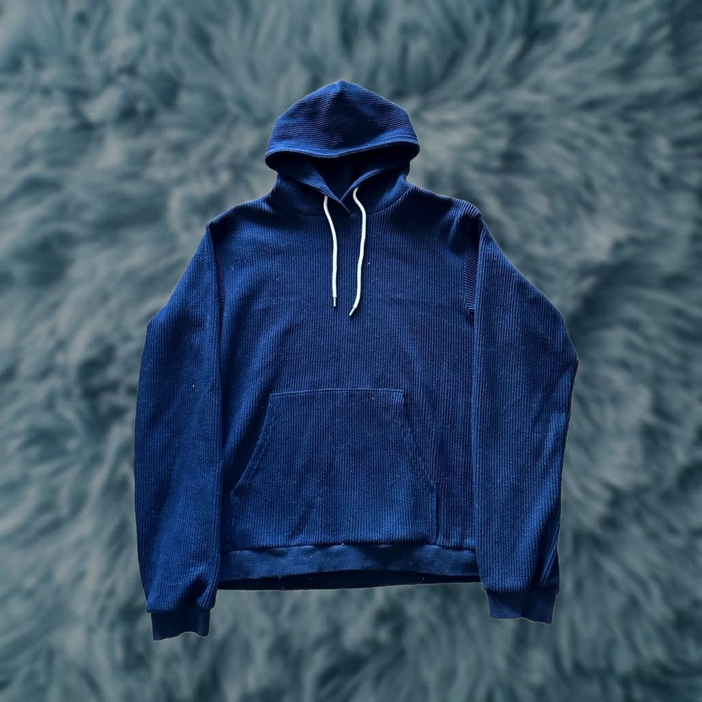 John Elliott John Elliott Hoodie Pullover Knit Kake Mock Hooded Long Sleeve Size L Blue Navy Ribbed 3 22.5" Chest 25.75" Length Mens Regular USA Designer Worn Size US L / EU 52-54 / 3 - 1 Thumbnail