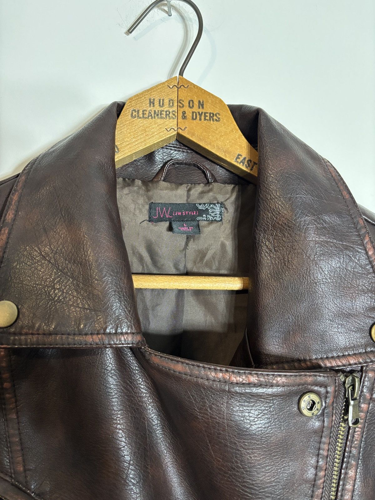 Other Vtg JW Style Brown Vegan Leather Motorcycle Jacket Women’s L Size L / US 10 / IT 46 - 2 Thumbnail
