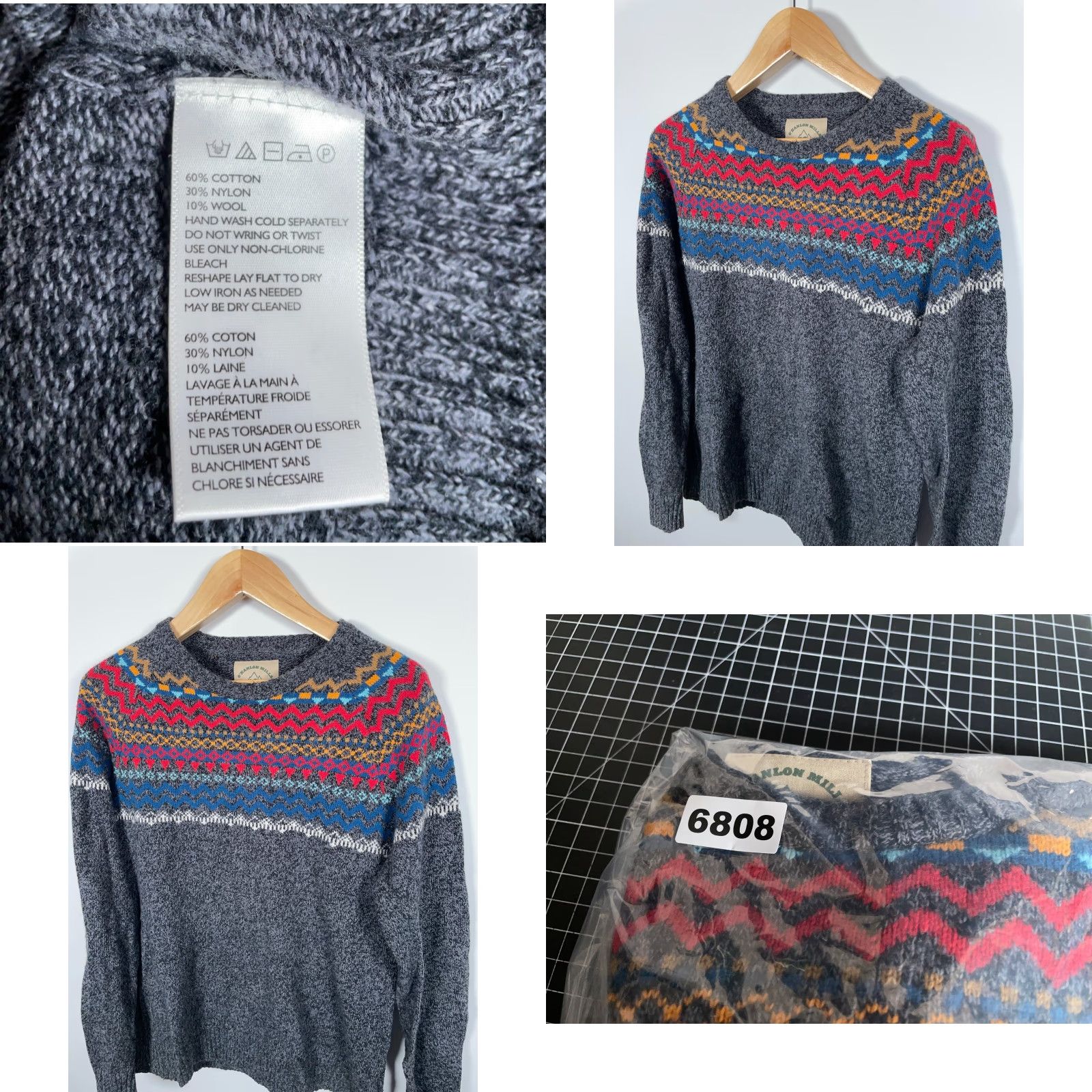 Vintage O'Hanlon Mills Fair Isle Sweater Men's M Gray Lightweight Knit Pullover Casual 90s Dad Retro Mens Size US M / EU 48-50 / 2 - 8 Thumbnail