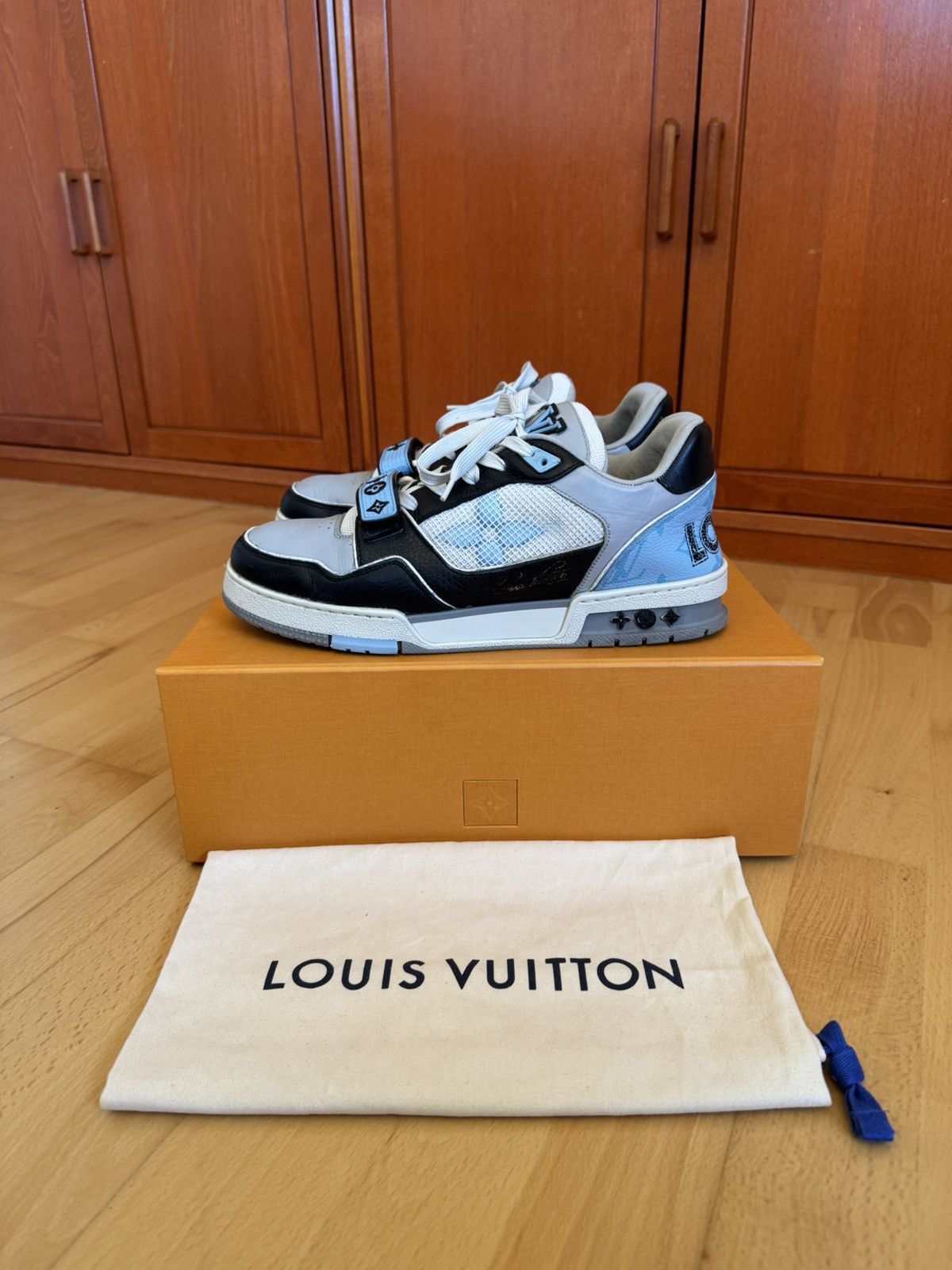 Louis Vuitton Louis Vuitton LV Trainer Velcro Strap Black Blue Grey Size US 9.5 / EU 42-43 - 1 Thumbnail