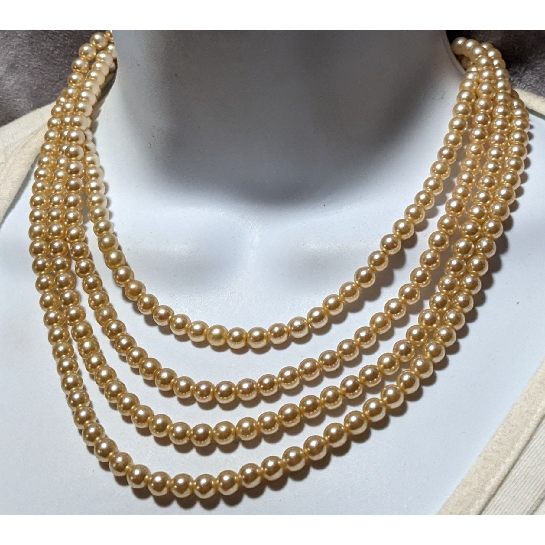Other Vintage Gold Faux Pearl Multilayer Necklace Size ONE SIZE - 8 Thumbnail