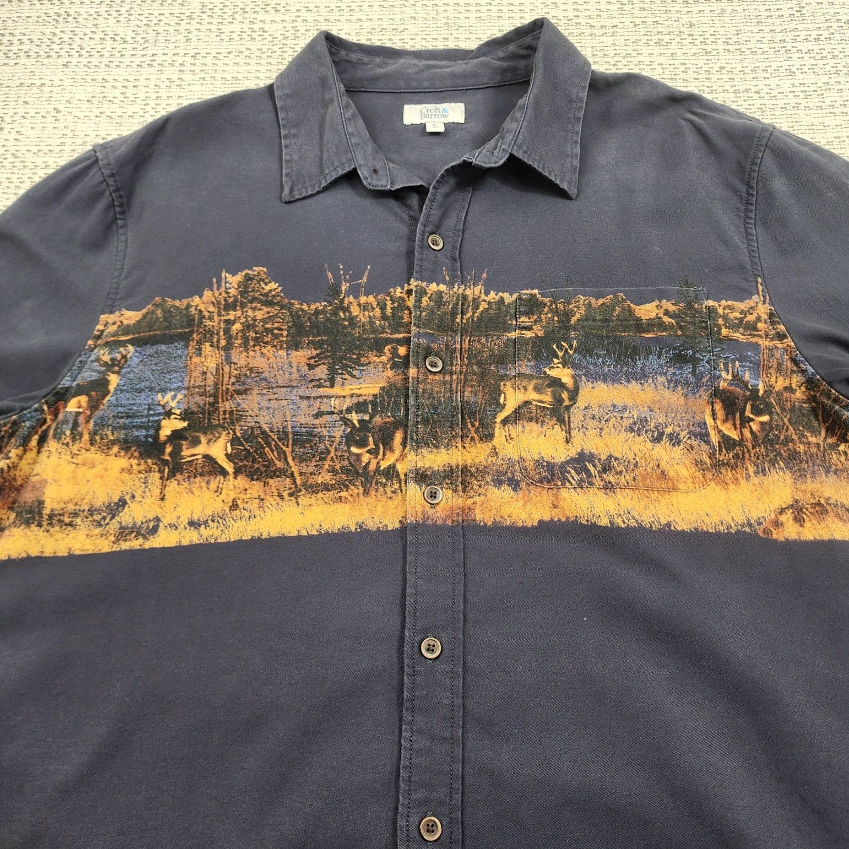 Croft & Barrow VINTAGE? No, but Croft & Barrow Shirt Mens XL Blue Deer Wildlife Scenic Button Up Cotton Outdoor Size US XL / EU 56 / 4 - 4 Thumbnail