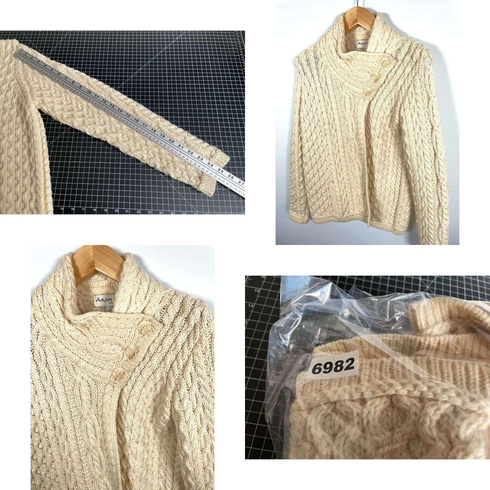 Vintage VINTAGE Aran Mor Cardigan Sweater Women's Large Ivory Natural Wool Heavyweight 90s Ireland Size L / US 10 / IT 46 - 8 Thumbnail