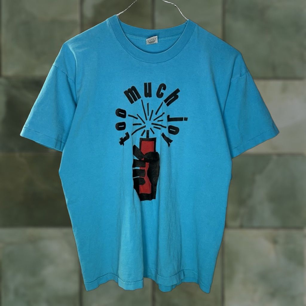 VINTAGE Too Much Joy Band Tee 90s T-Shirt Men’s XL Concert Tour Crew Neck Short Sleeve Cotton Blue