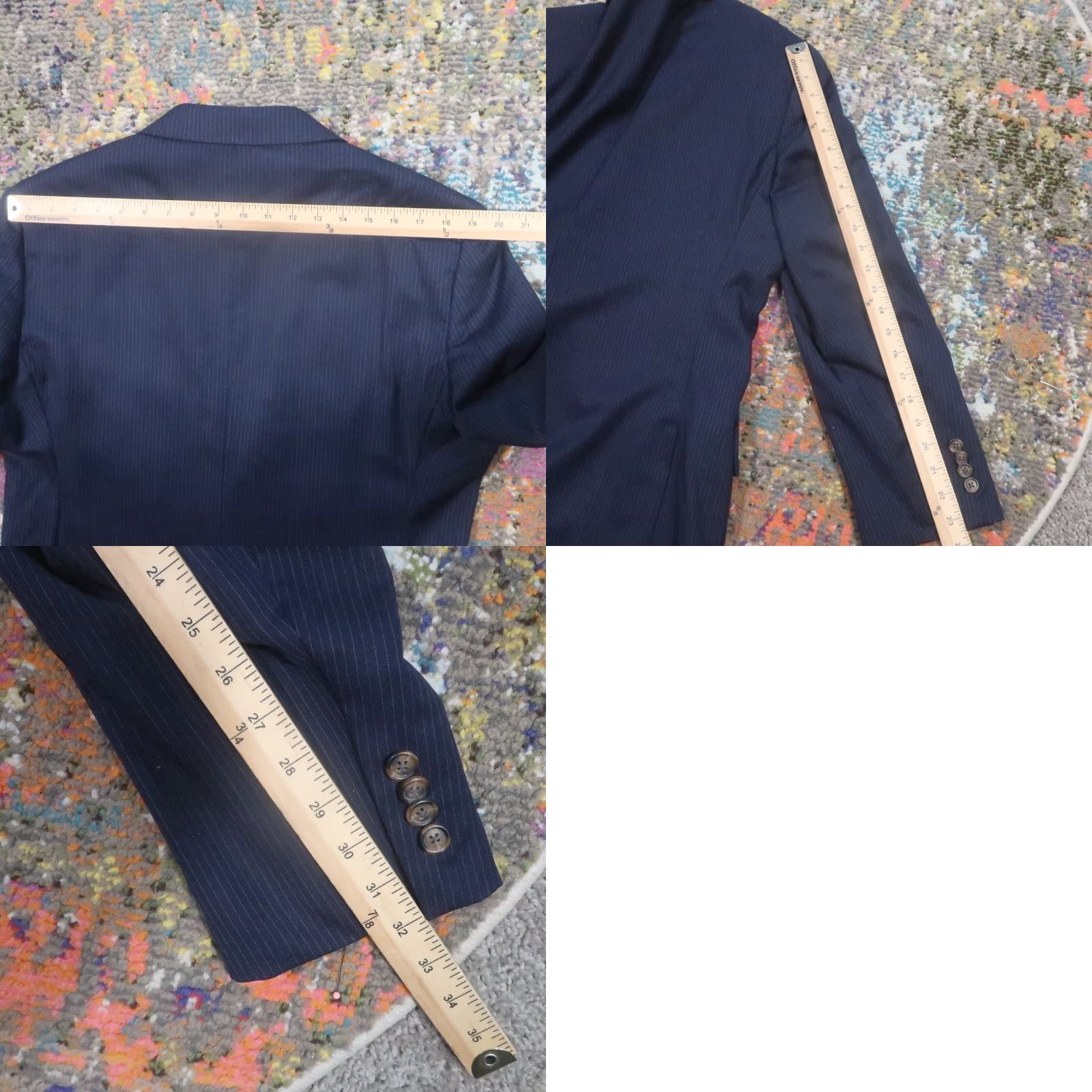 Brooks Brothers Brooks Brothers Blazer Mens 44R Wool 346 Navy Blue Pinstripe Tweed Notch Lapel Double-Vented 2-Piece 2-Button Front Jacket Size 44 Regular EUC Size 44R - 9 Thumbnail