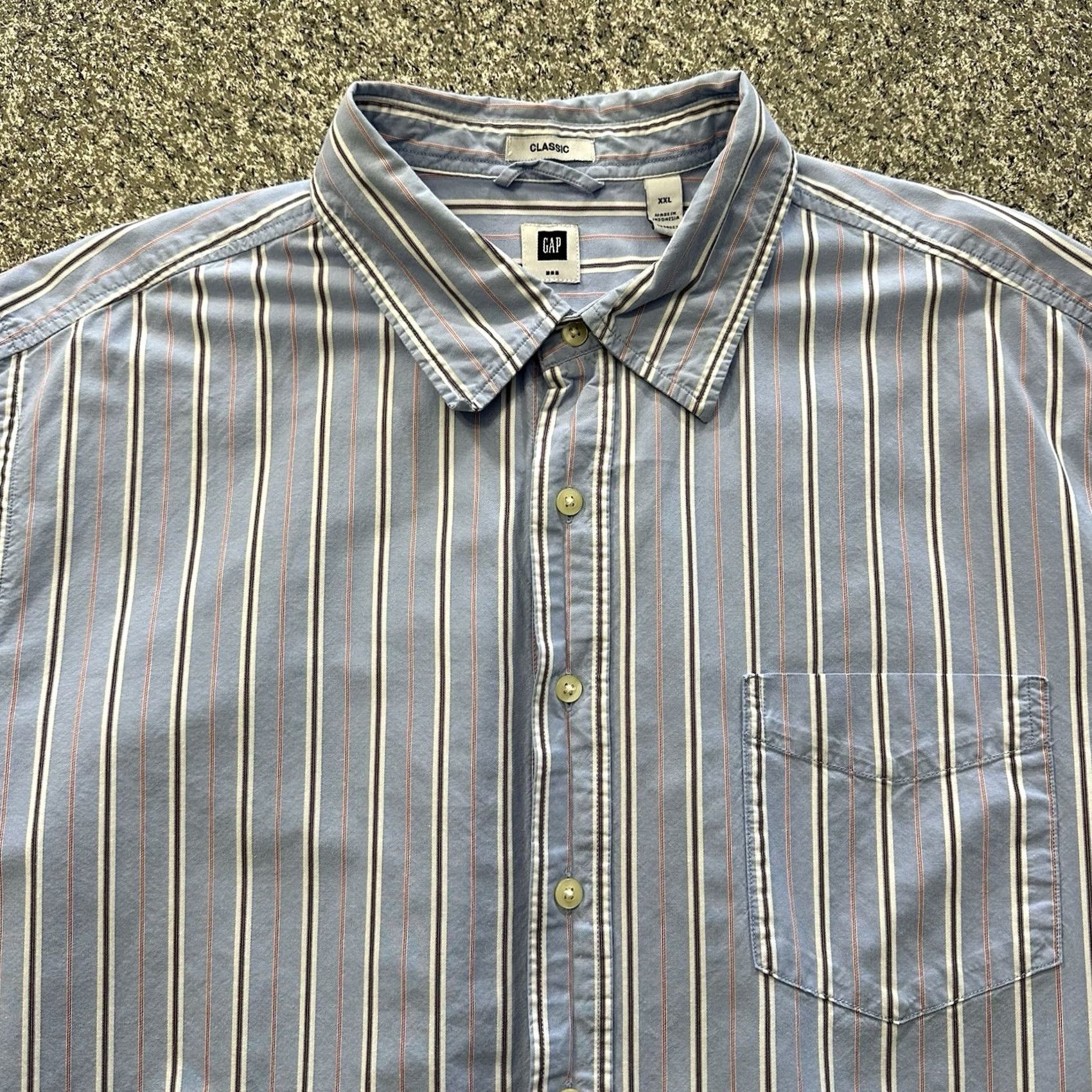 Gap Gap Shirt Mens XXL Classic Fit Long Sleeve Button-Up Light Blue Striped Size US XXL / EU 58 / 5 - 4 Thumbnail