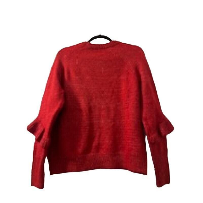 Ann Taylor Ann Taylor Ruffle Sleeve Sweater Crew Neck Red Size Medium Size M / US 6-8 / IT 42-44 - 2 Thumbnail