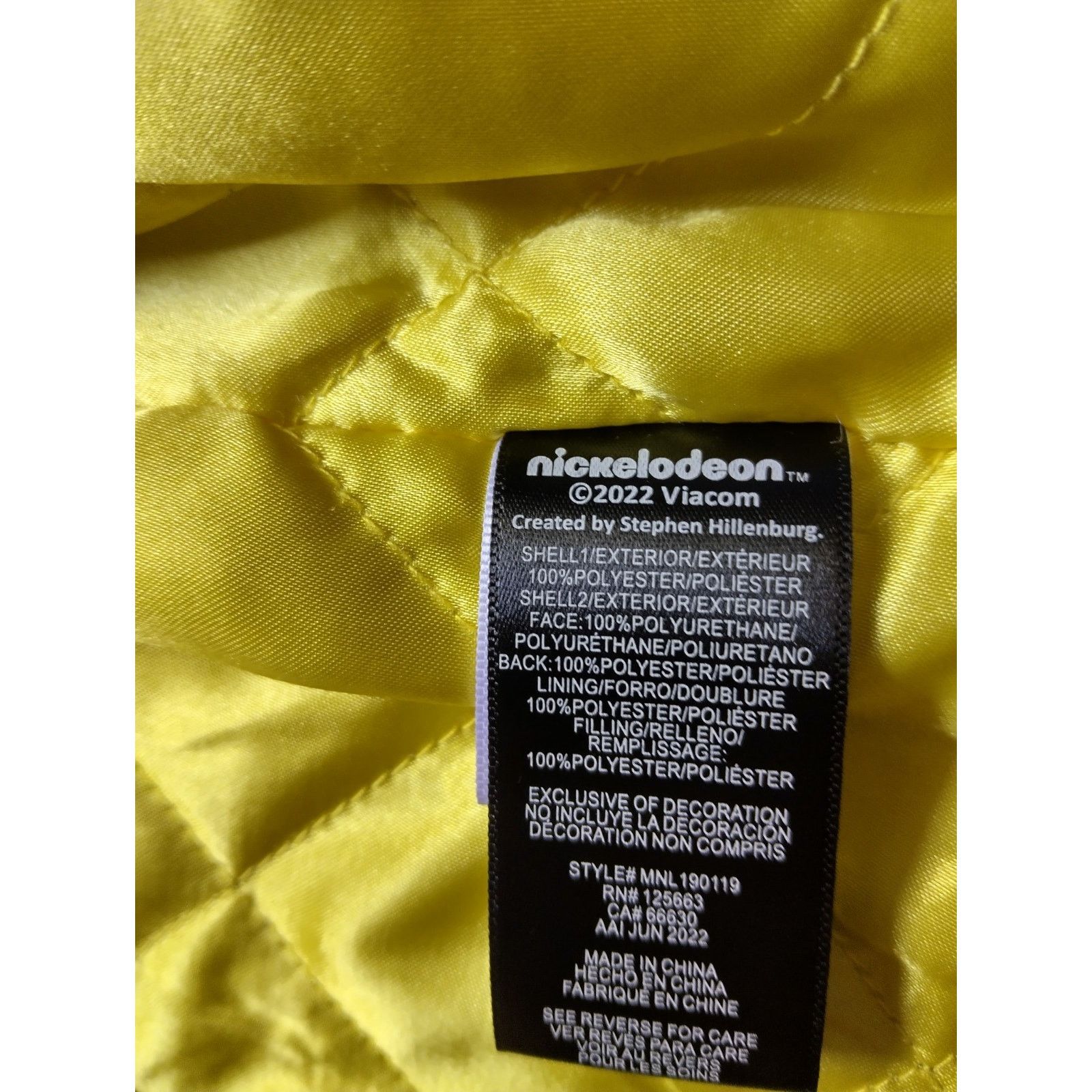 Members Only Women's SpongeBob Varsity Jacket, Size Large, Black/Yellow Size L / US 10 / IT 46 - 7 Thumbnail