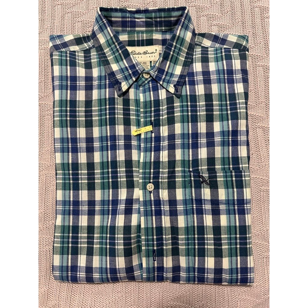 Eddie Bauer Eddie Bauer blue plaid short sleeve button down size M Size US M / EU 48-50 / 2 - 1 Thumbnail