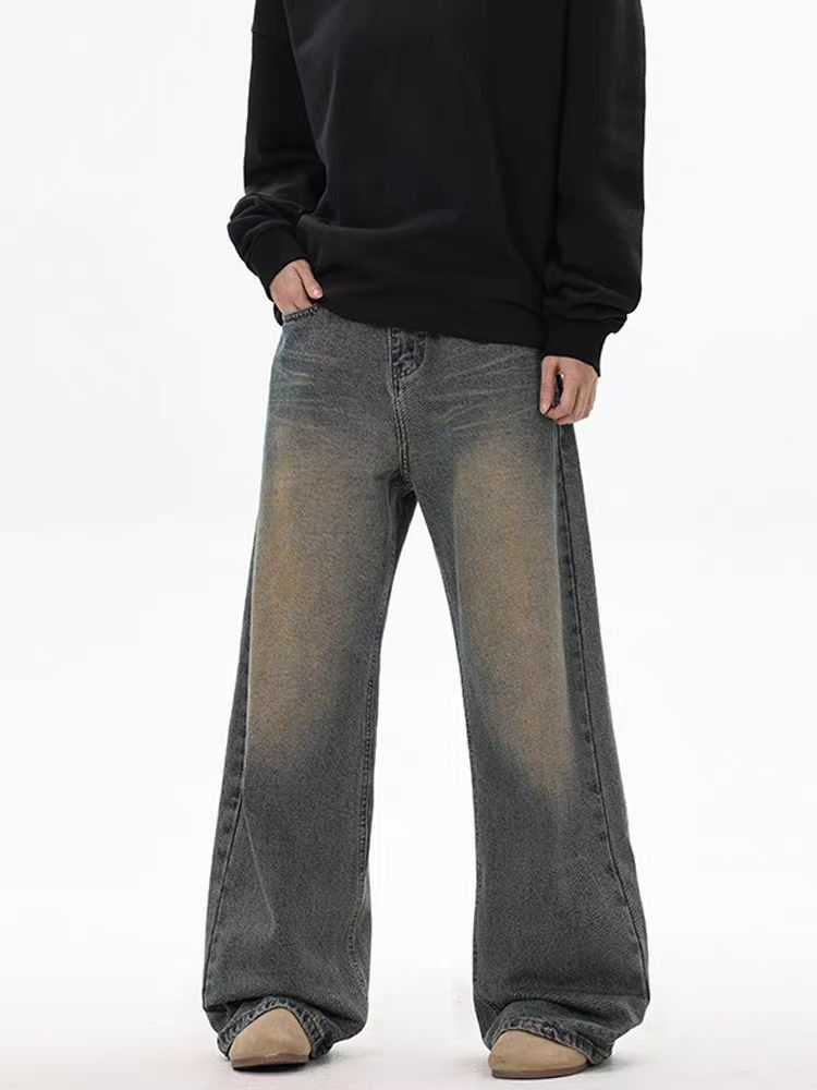 Japanese Brand × Jean Distressed high street washed yellow clay wide leg jeans Size US 34 / EU 50 - 1 Thumbnail
