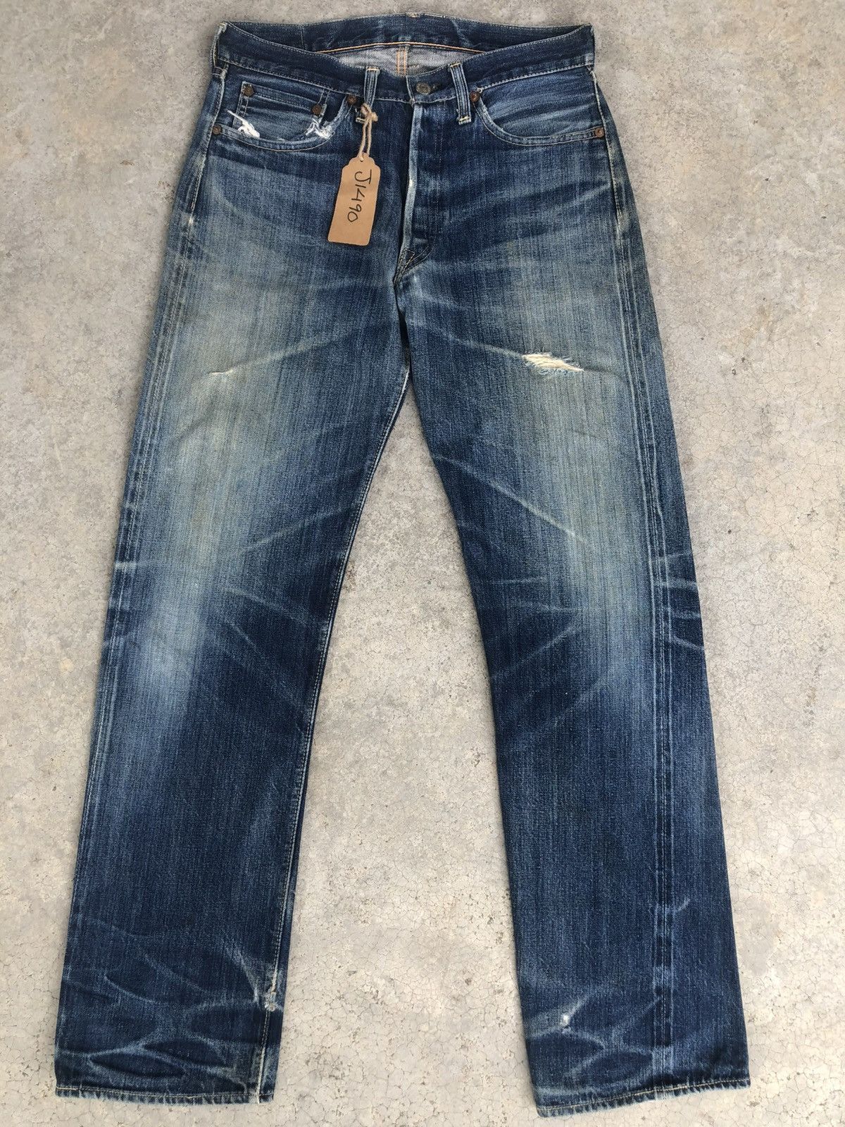 The Real McCoy's Joe Mccoy 906 Selvedge Denim Mudwash Distressed Ripped Size US 30 / EU 46 - 1 Thumbnail