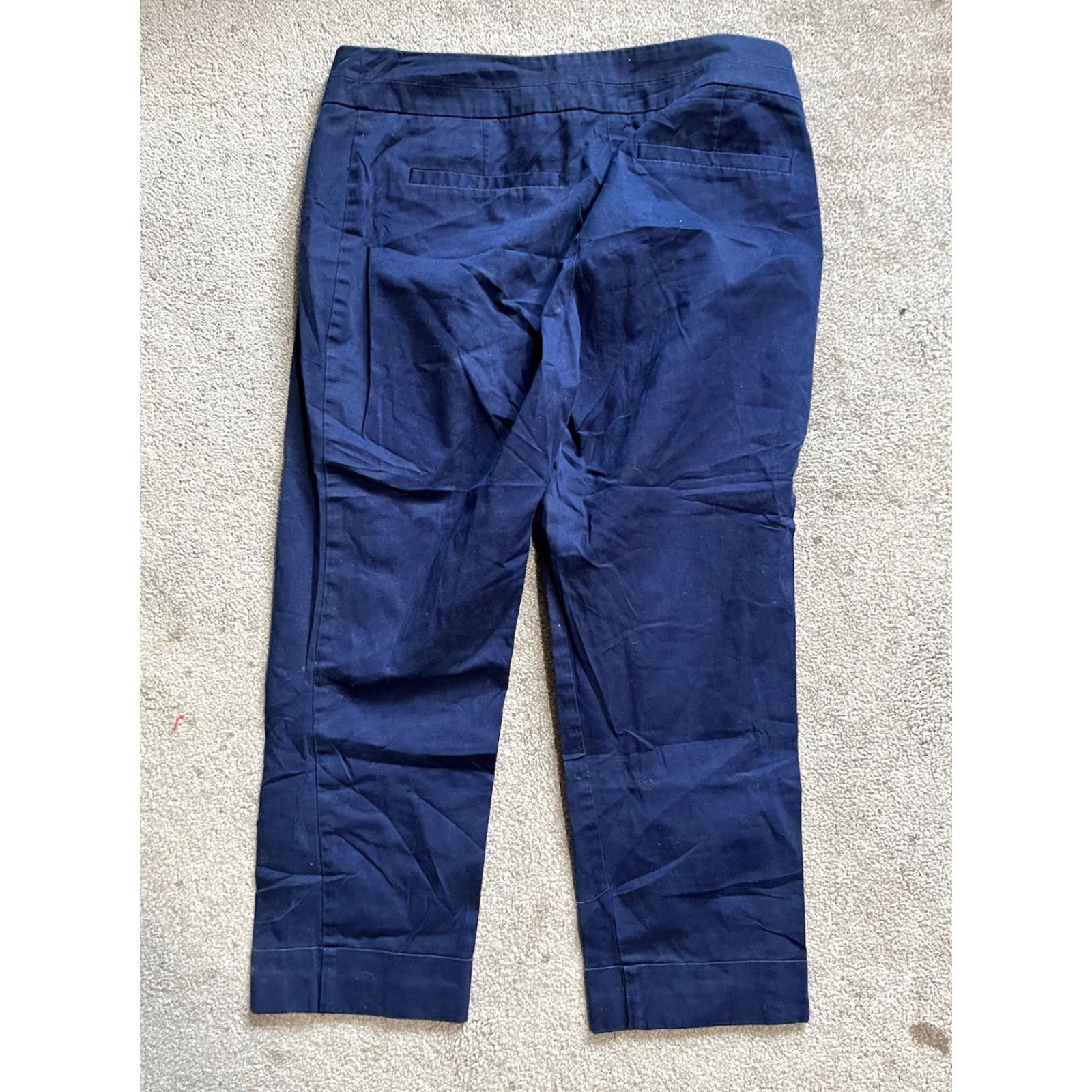 Vintage New York & Company Pants Cargo Navy Blue Cotton Size 4 Womens Straight Inseam 24" Front Flat Pockets Casual Cargo Style Regular Size 27" / US 4 / IT 40 - 3 Thumbnail