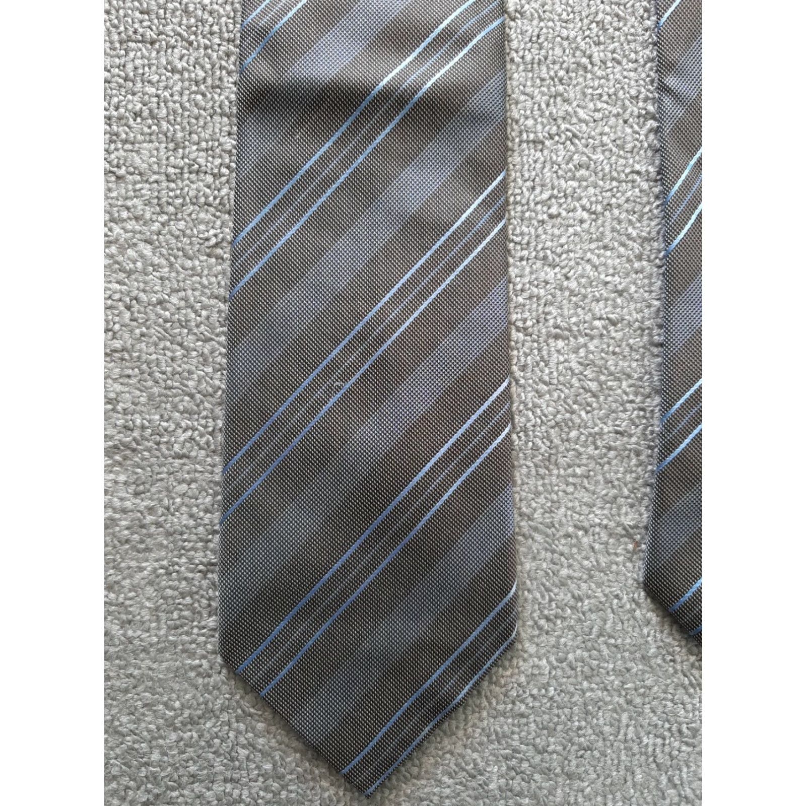 Vintage Marco Cellini Gray Blue Striped Tie Adult Mens Classic 57"-60" Silk Adjustable Knot Logo Handmade Silk Tie Men’s Size ONE SIZE - 2 Thumbnail