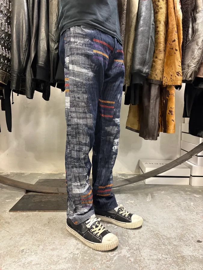 Issey Miyake 2000s Issey Miyake Navy & Grey Color Stripes Relief Pants Size US 30 / EU 46 - 3 Thumbnail