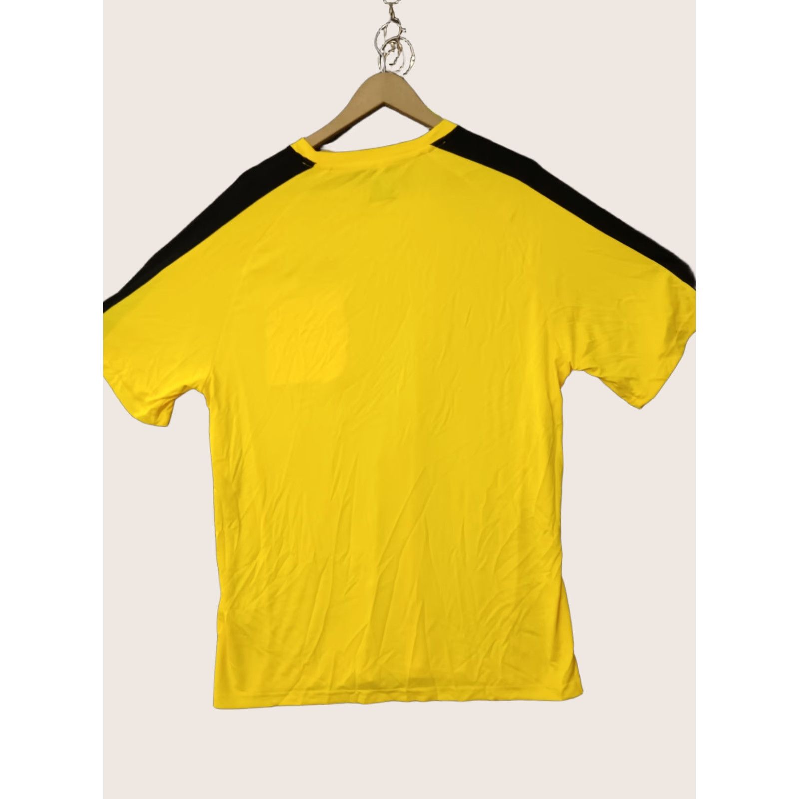 Vintage Mitre Mens Short Sleeve Soccer Shirt Yellow Crew Neck Black Stripe M/L Shirt Mens Yellow Soccer Shirt Size US M / EU 48-50 / 2 - 1 Thumbnail