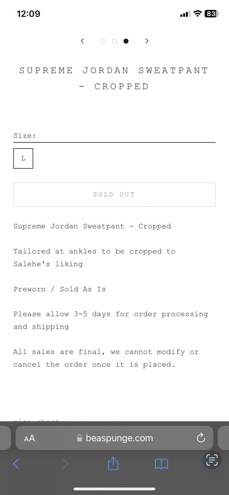 Jordan Brand × Supreme Supreme Jordan Sweatpants Owned by Salehe Bembury Size US 34 / EU 50 - 12 Thumbnail
