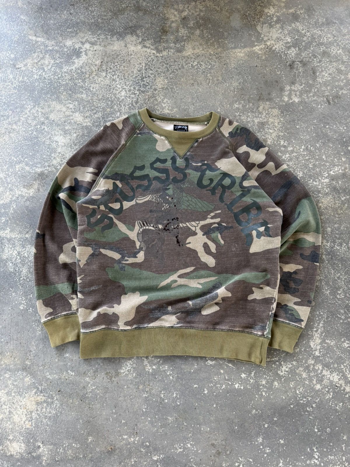 Stussy × Vintage Vintage Y2k Stussy Tribe Camo Sweatshirt Size US M / EU 48-50 / 2 - 1 Thumbnail