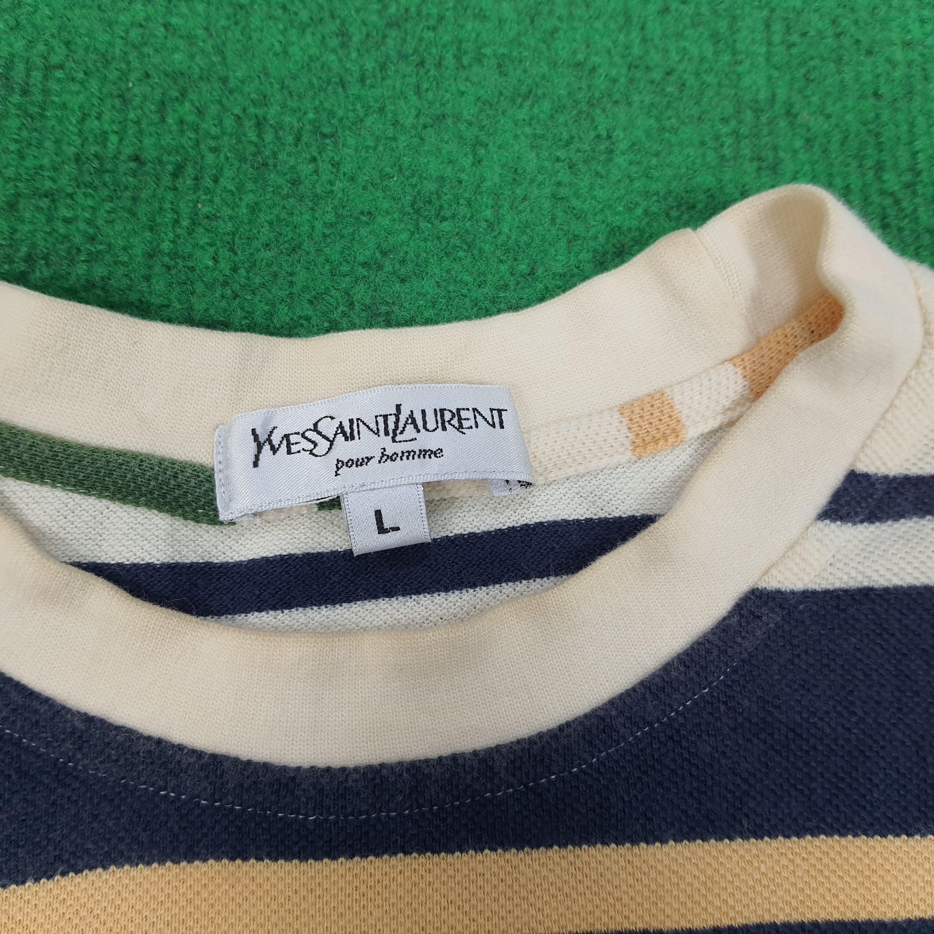Vintage × Yves Saint Laurent Vintage YSL Yves Saint Laurent Striped Designer Tshirt Size US L / EU 52-54 / 3 - 5 Thumbnail