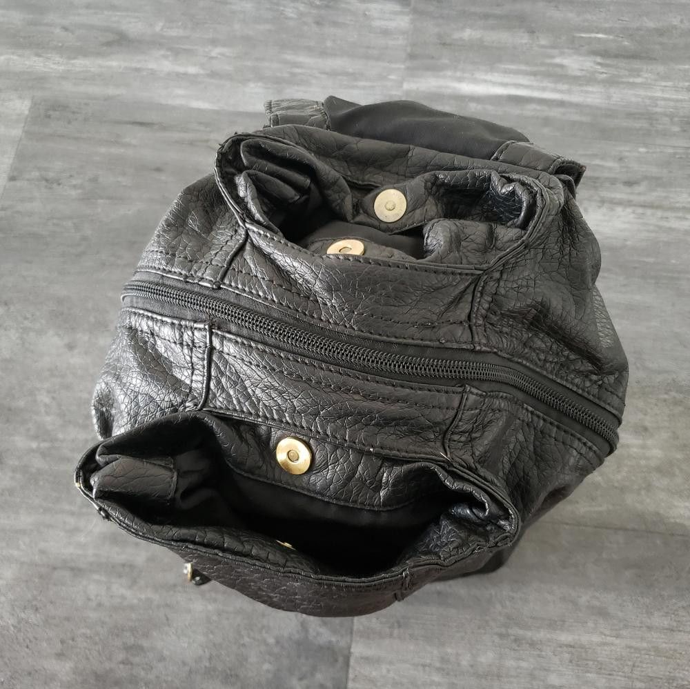 Designer Black Gold Faux Leather Mini Backpack Size ONE SIZE - 4 Thumbnail