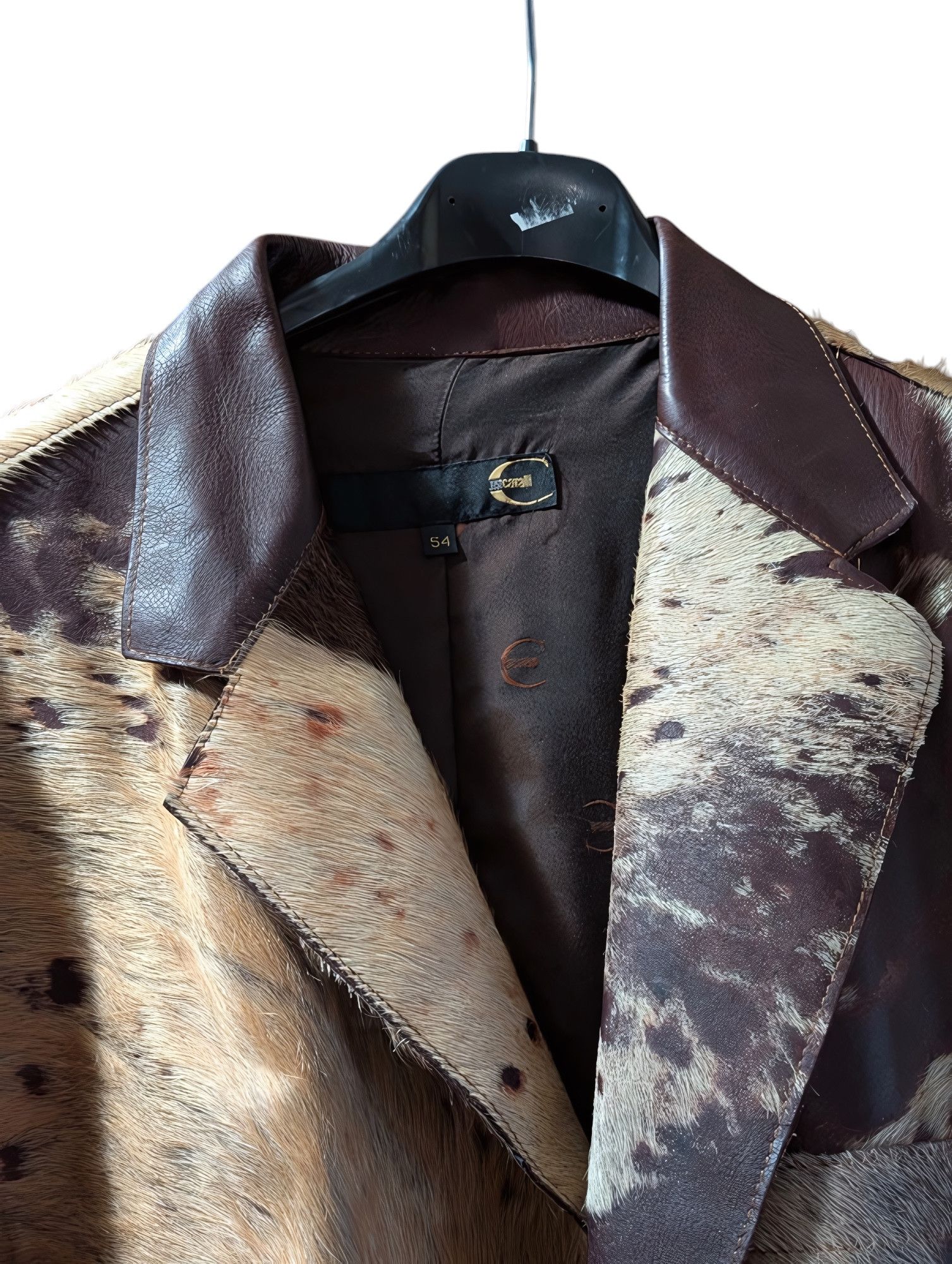 Roberto Cavalli PONY HAIR LONG LEATHER COAT Size US L / EU 52-54 / 3 - 4 Thumbnail