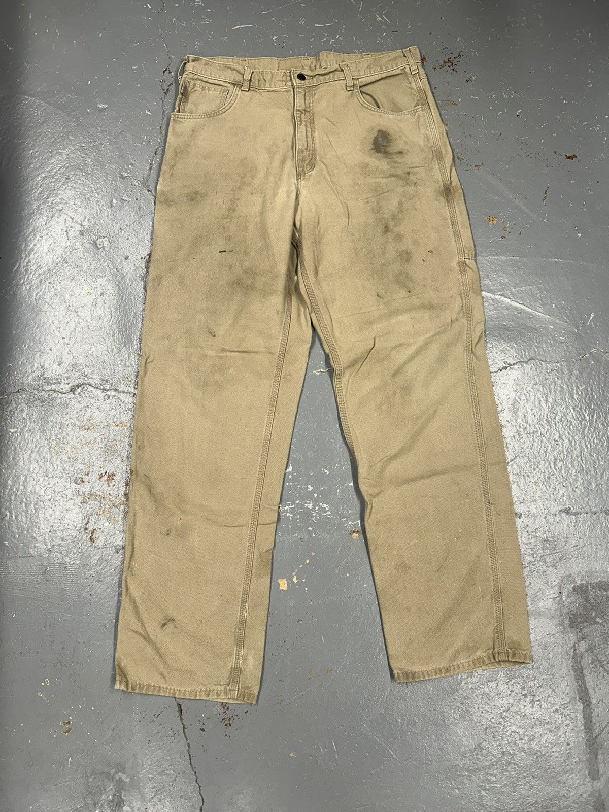 Carhartt × Vintage Crazy Y2K Beige Distressed Baggy Carhartt Workwear Pants Size US 38 / EU 54 - 1 Thumbnail