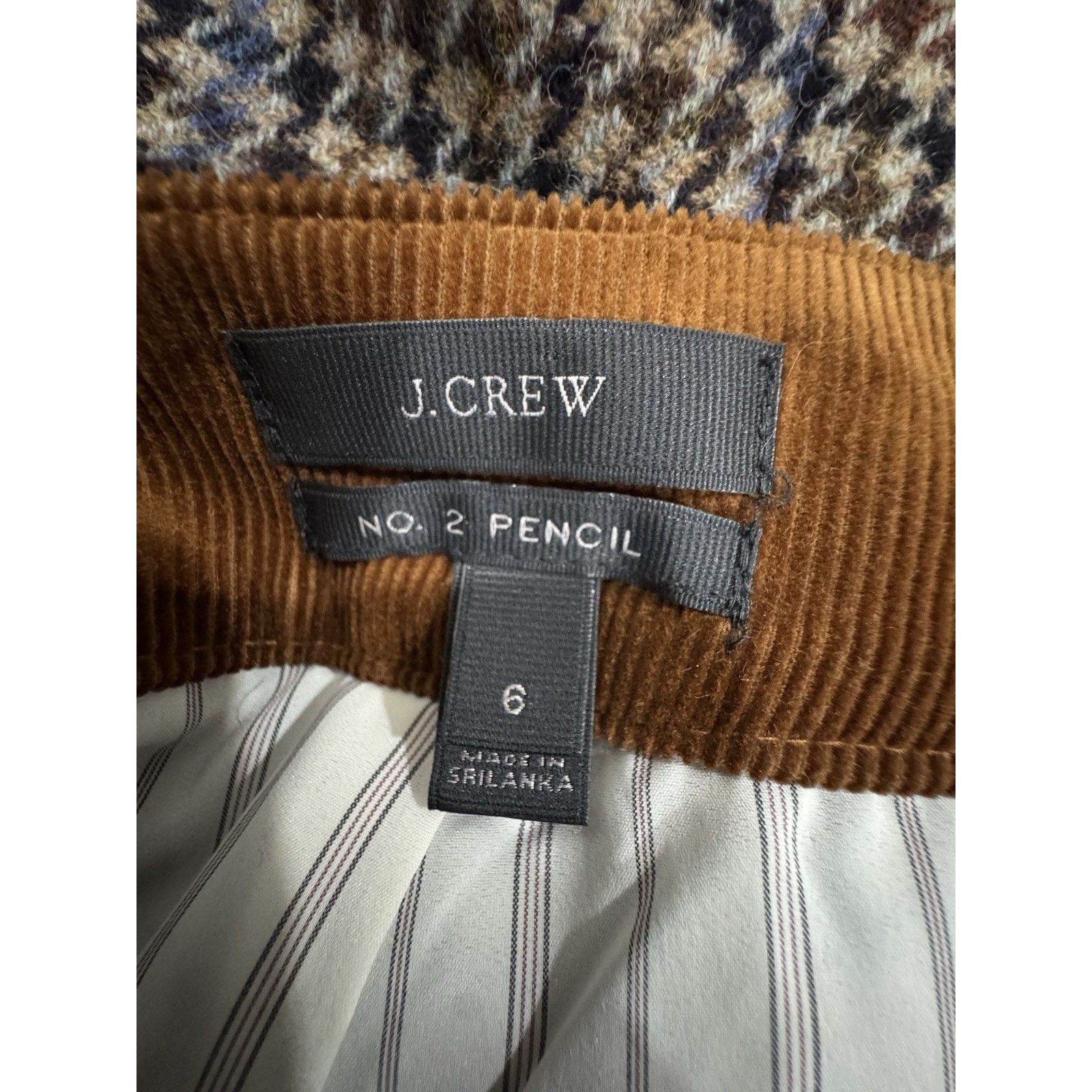 J.Crew J Crew 100% Wool Brown Plaid No 2 Pencil Skirt W/Side Slit Size 28" / US 6 / IT 42 - 4 Thumbnail