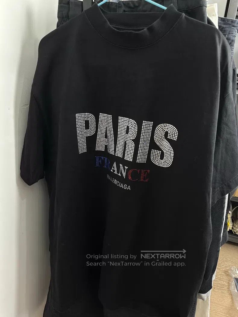Balenciaga Balenciaga Crystal Lettering Logo Short Sleeve Size US S / EU 44-46 / 1 - 1 Thumbnail