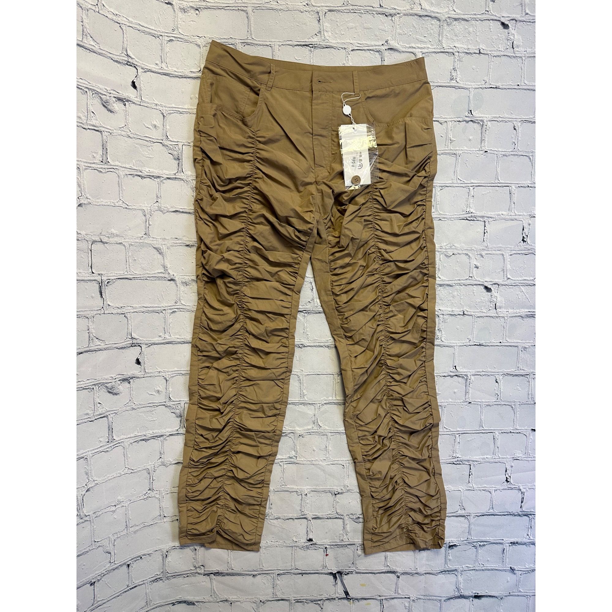 image of Mm6 Maison Margiela Runched Pants in Sand, Women's (Size 30)