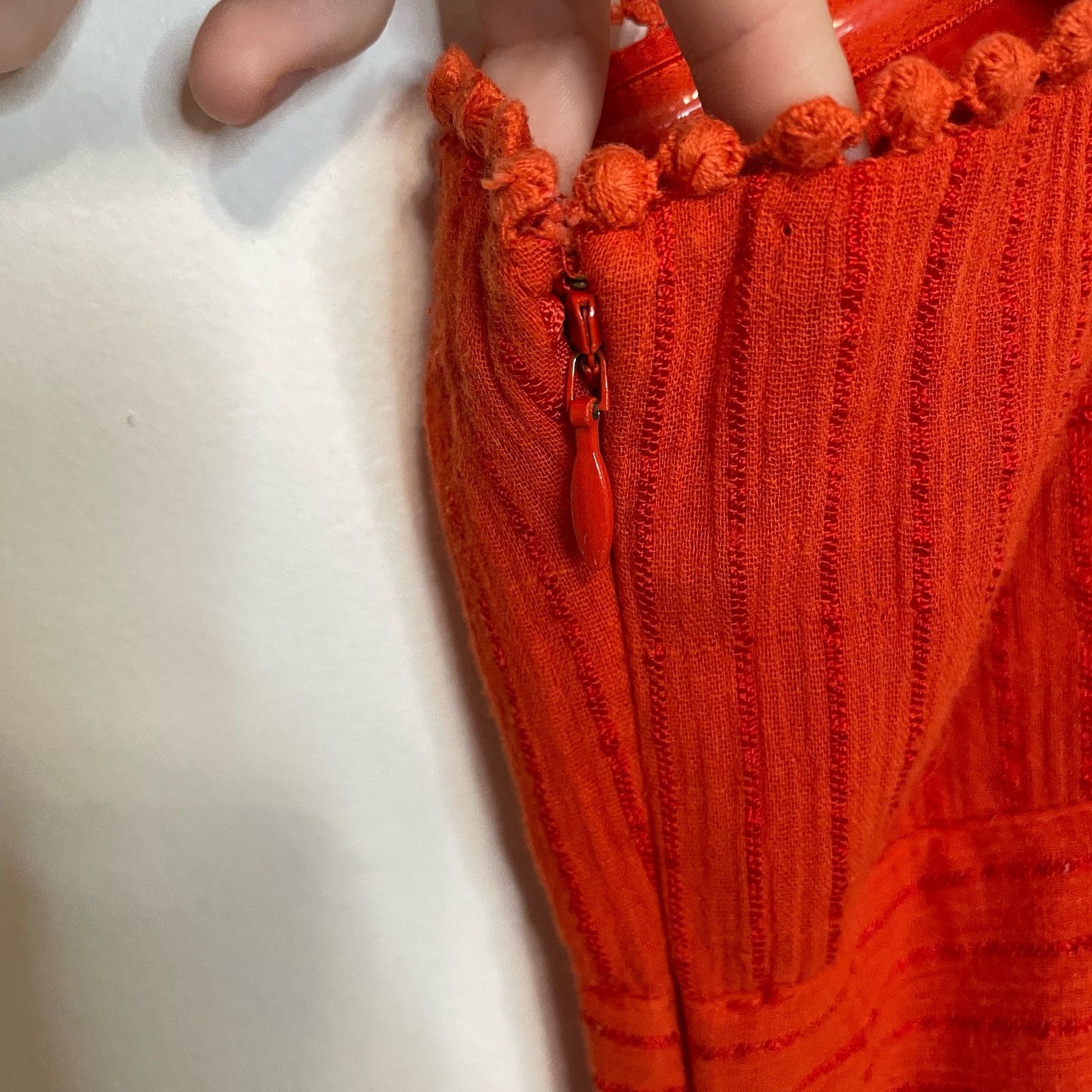 Anthropologie Maeve Orange Textured Jumper 2P Womens Wide Leg Halter Boho Size XS / US 0-2 / IT 36-38 - 3 Thumbnail