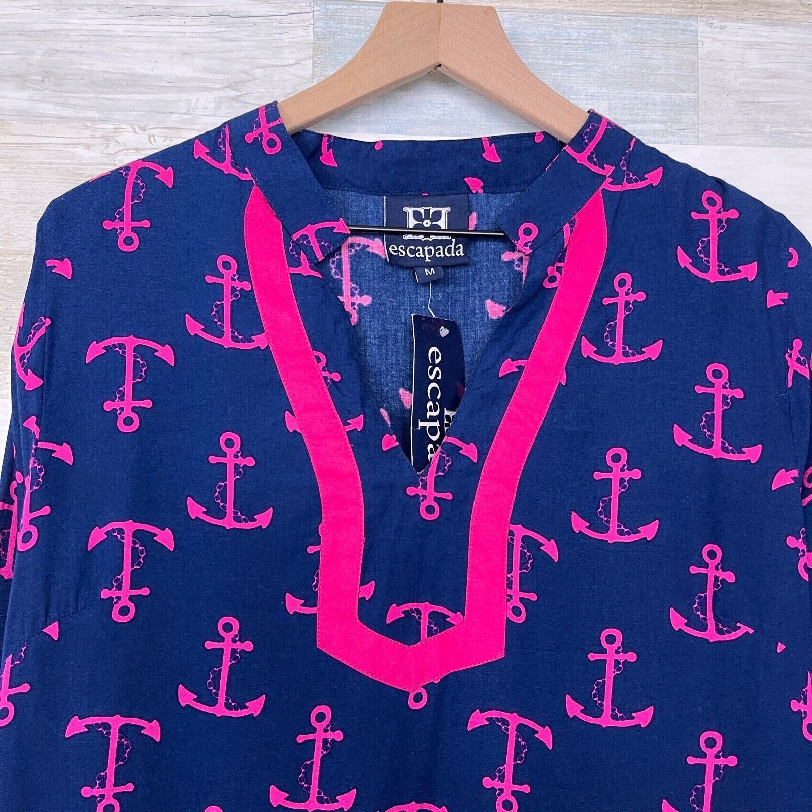 Other Escapada Holly Border Tunic Top Pink Navy Blue Womens Medium Size M / US 6-8 / IT 42-44 - 3 Thumbnail