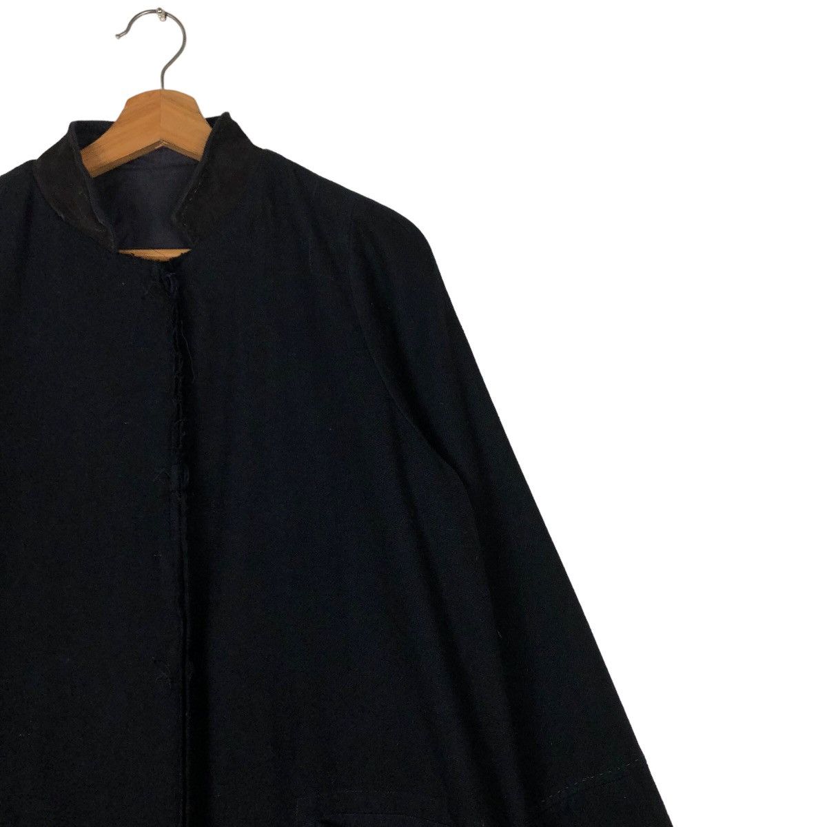 Japanese Brand 🔥Rich Black Long Jacket Fly Coats Kitsune Made in Italy Size US M / EU 48-50 / 2 - 6 Thumbnail