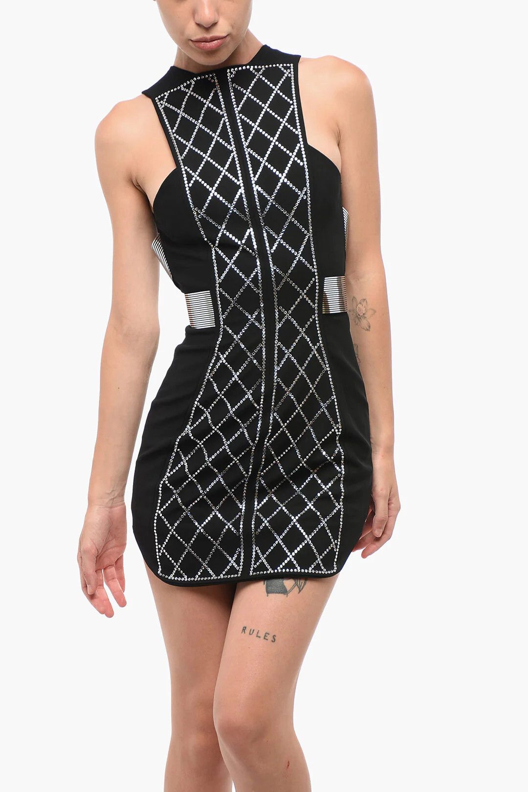 Balmain og1mm0326 Mini Tube Dress in Black Size XS / US 0-2 / IT 36-38 - 4 Thumbnail