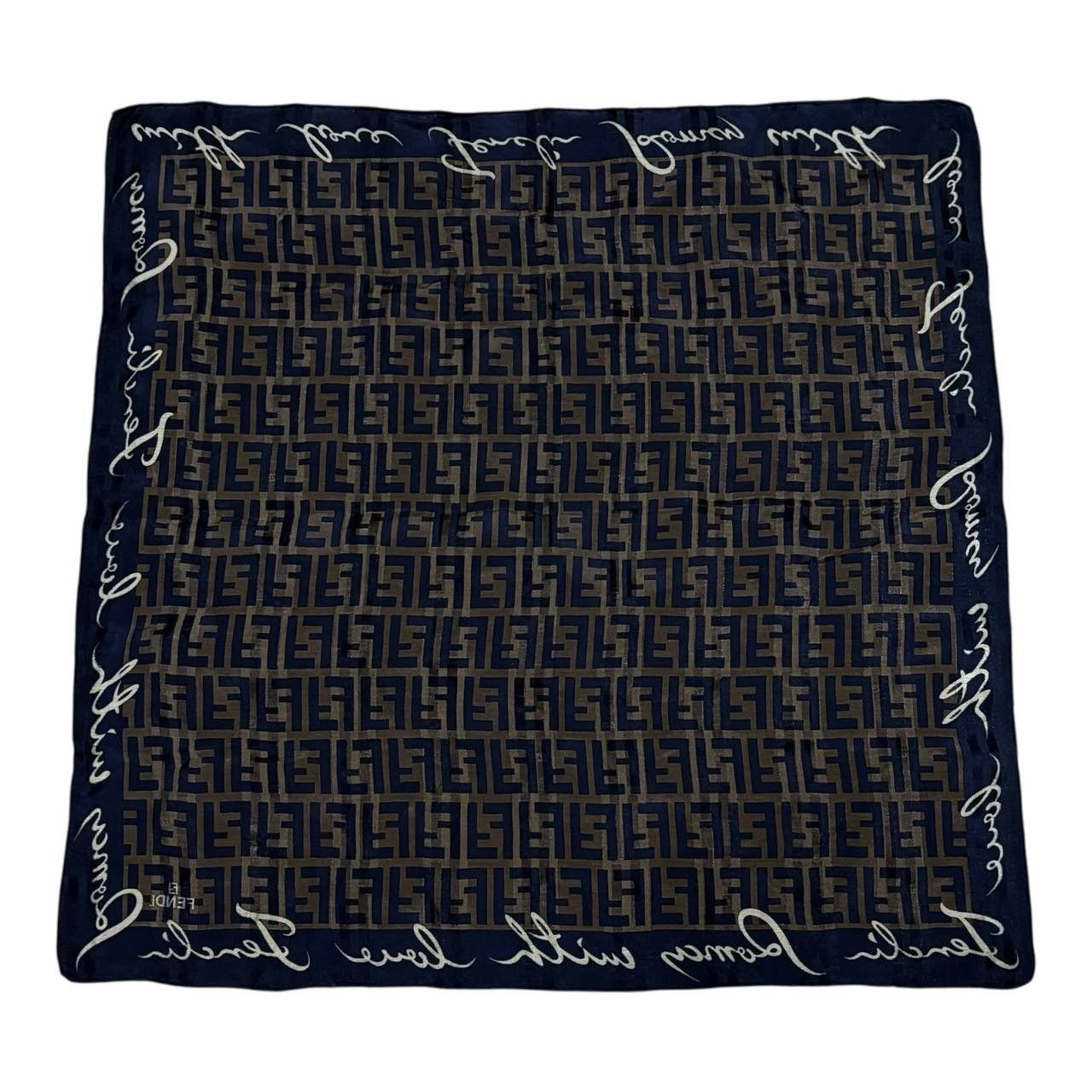 Fendi Vtg Fendi Zucca Monogram Silk Scarf "Roma With Love" 22x22 Size ONE SIZE - 2 Thumbnail