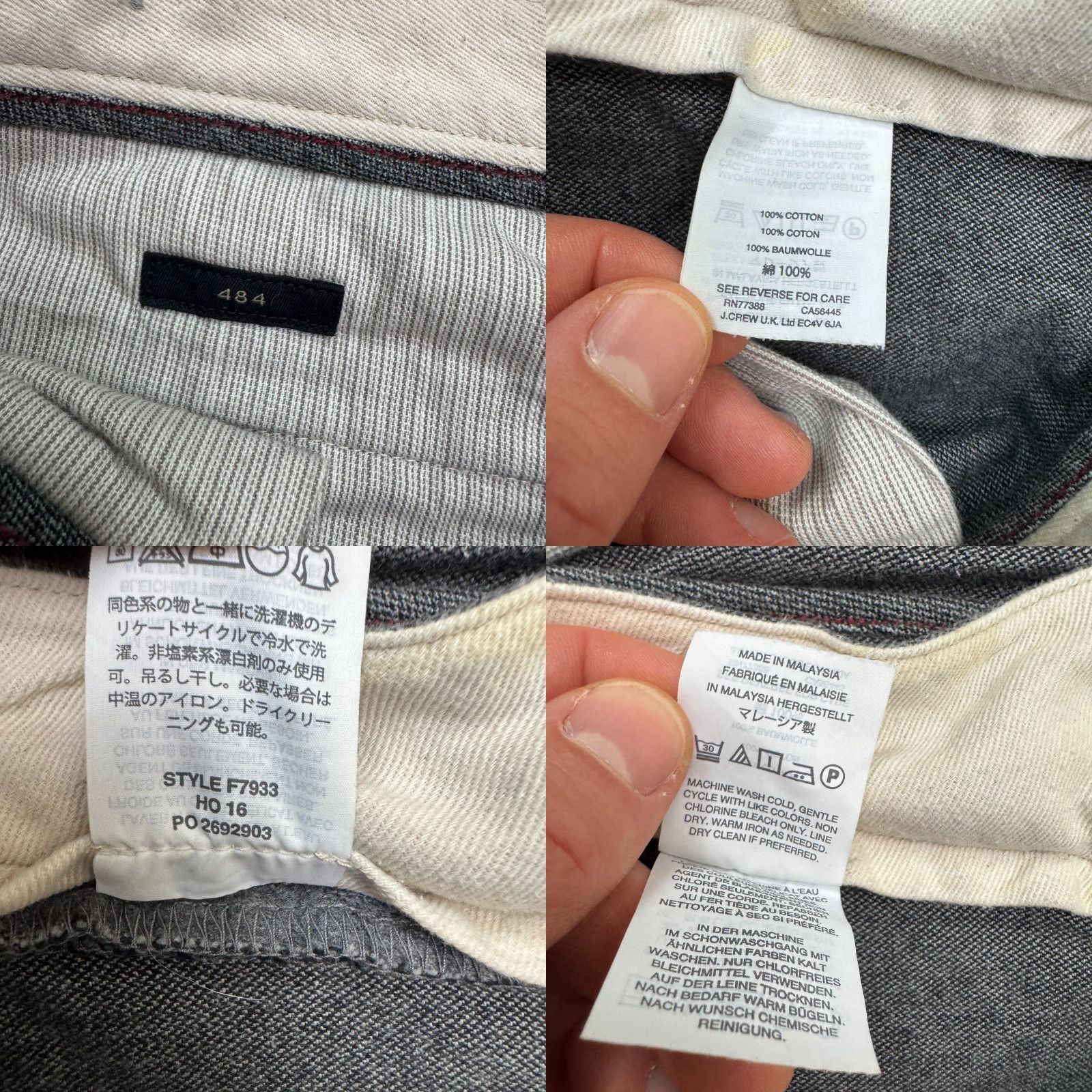 J.Crew J.Crew 484 Slim Fit Stretch Chino Pants Men 34x34 Gray Cotton Straight Preppy Size US 34 / EU 50 - 8 Thumbnail