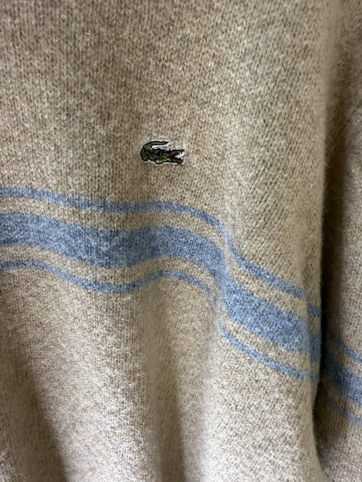 Lacoste VINTAGE LACOSTE BEIGE SWEATER WITH BLUE STRIPES SIZE L Size US L / EU 52-54 / 3 - 3 Thumbnail
