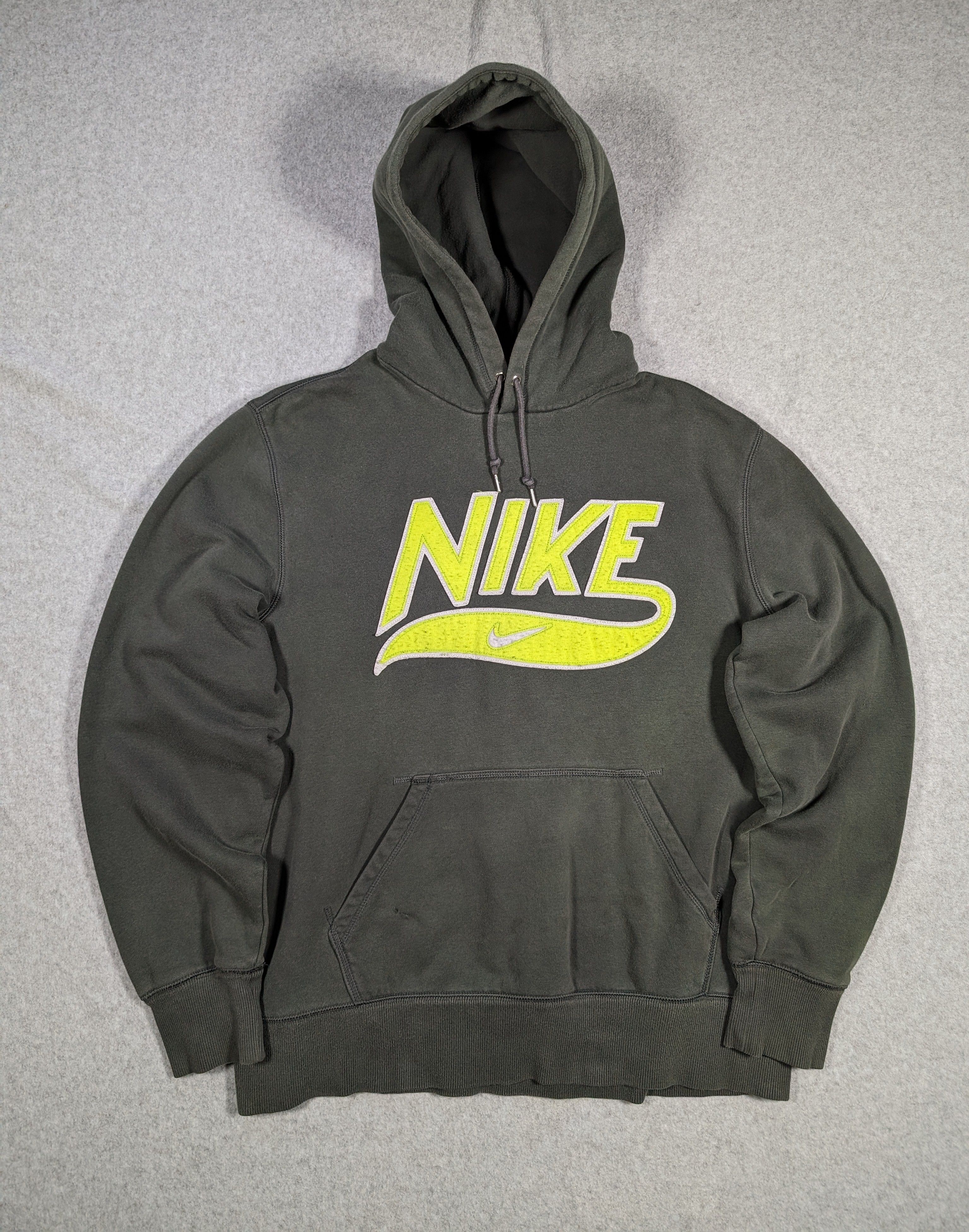 Pre-owned Hype X Nike Vintage Nike Center Swoosh Hoodie Earth Tone Brown Faded