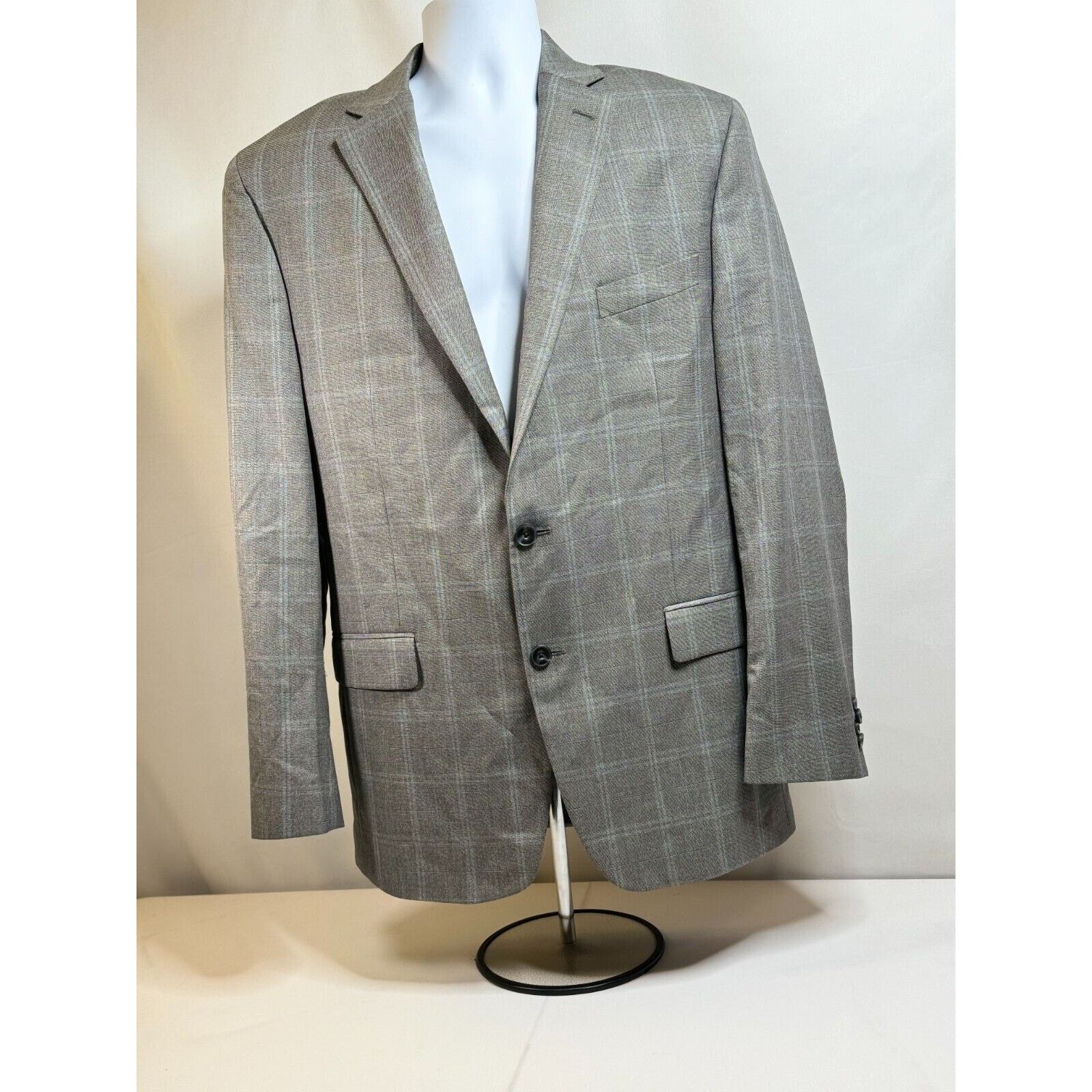 Michael Kors Michael Kors Light Gray Windowpane Blazer Sport Coat 44L Size 44L - 4 Thumbnail