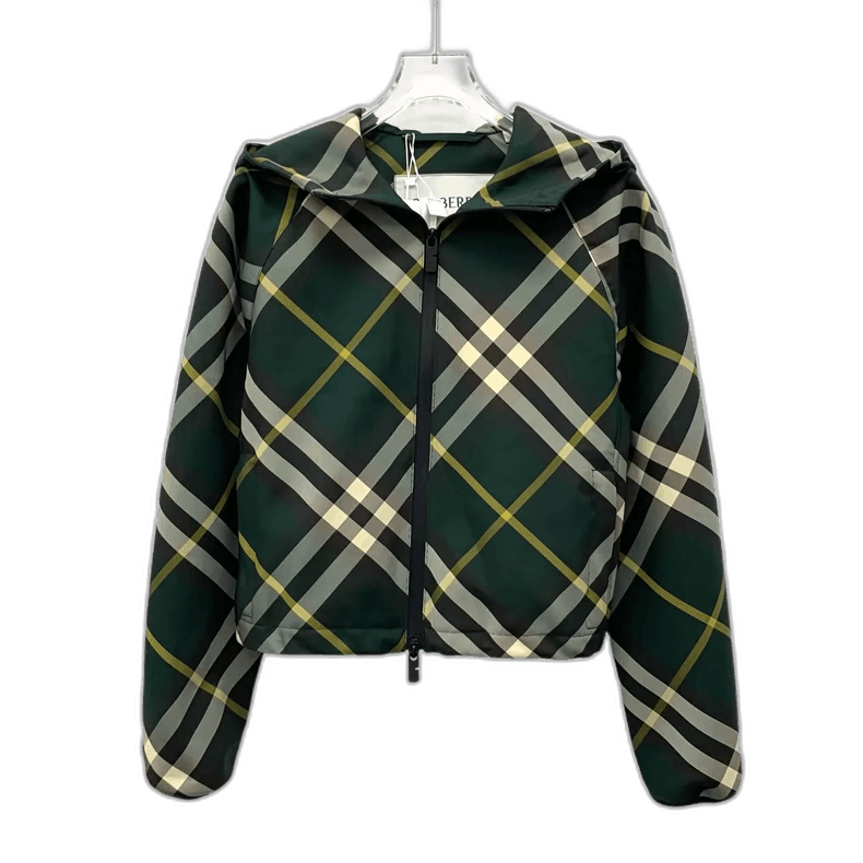 Burberry Burberry Green Plaid Hooded Jacket Size XS / US 0-2 / IT 36-38 - 1 Thumbnail