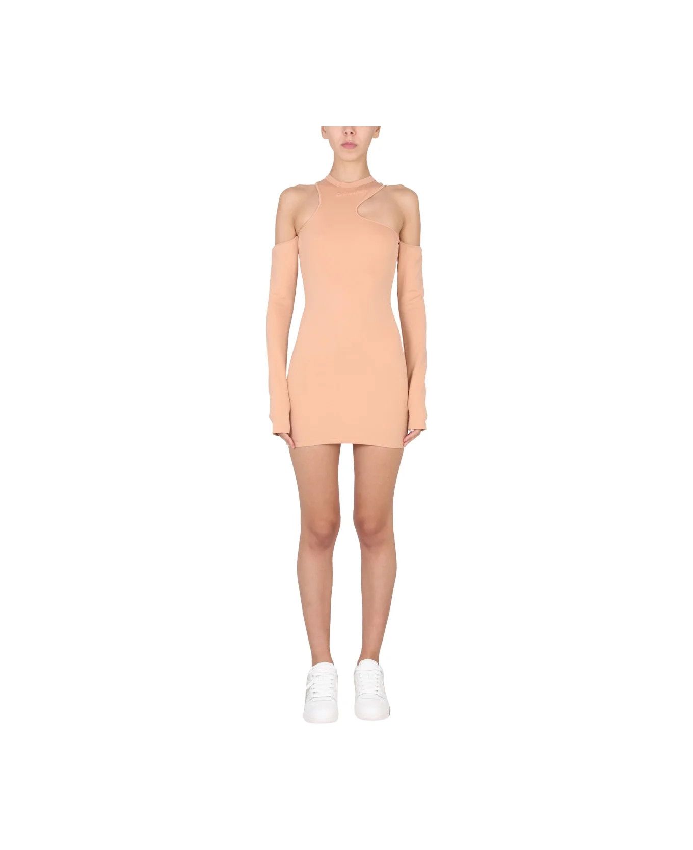 Off-White o1y1225 Mini Dress in Salmon Pink Size L / US 10 / IT 46 - 1 Thumbnail