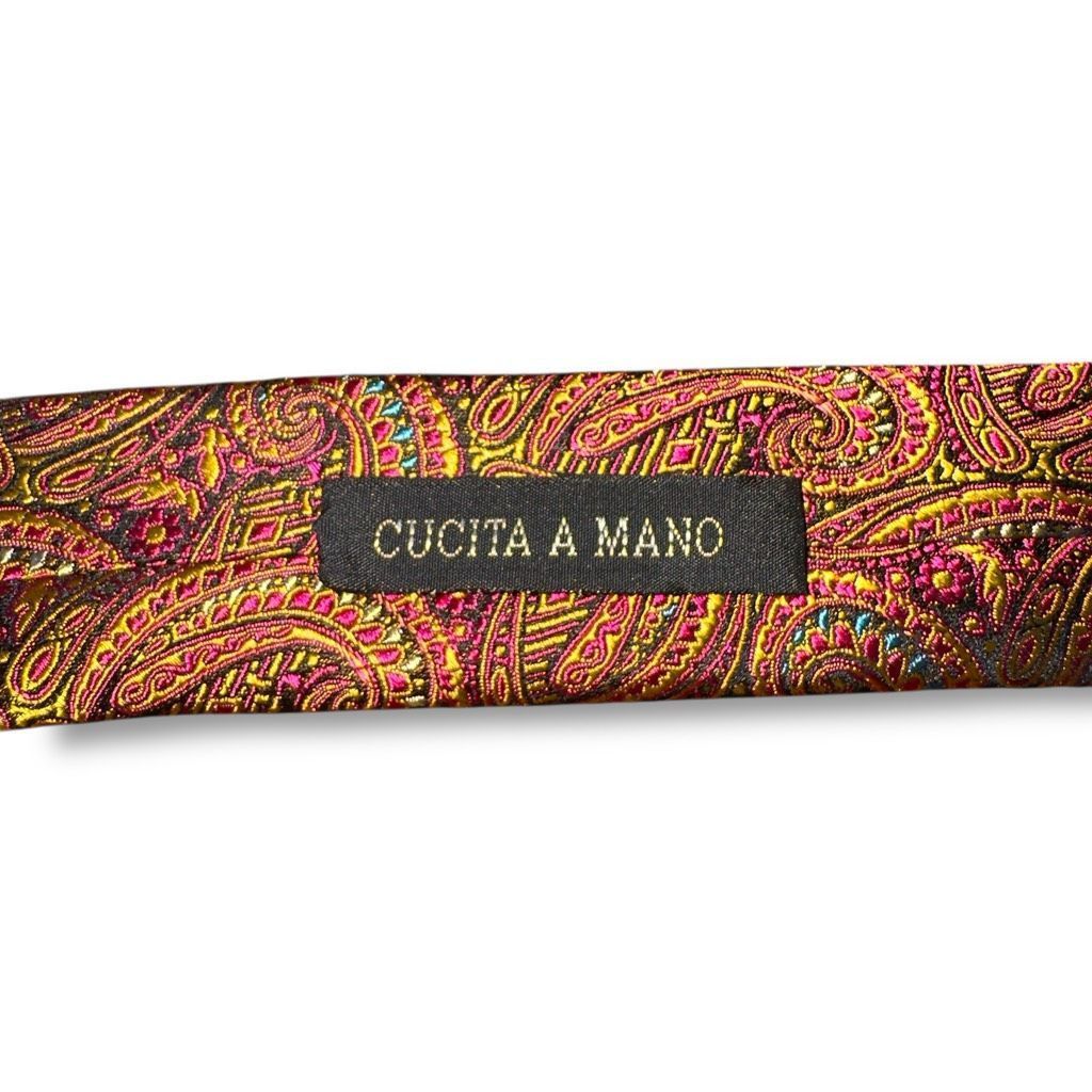Barena Venezia Venezia Pink Paisley 100% Silk Handmade in Italy Neck Tie Size ONE SIZE - 4 Thumbnail