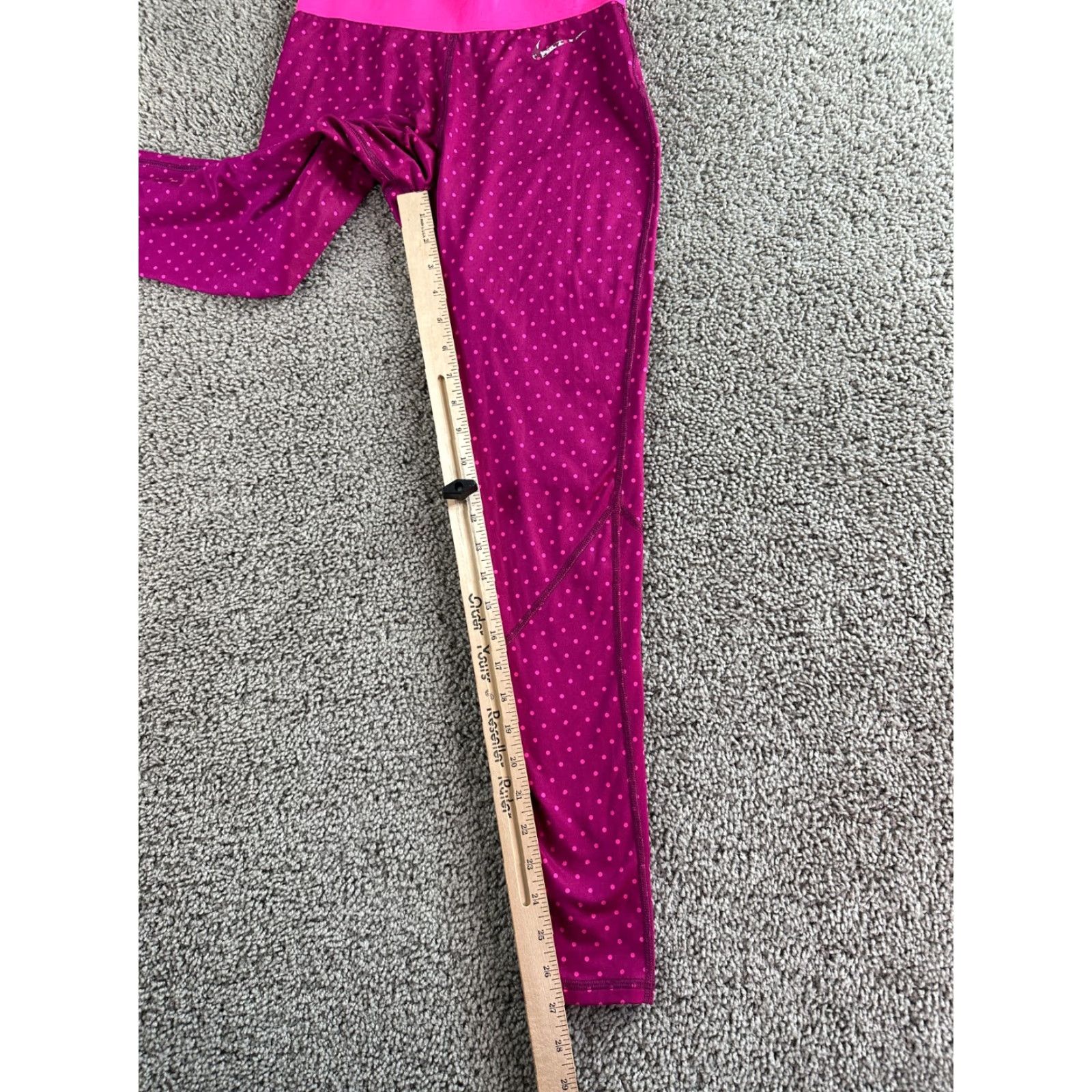 Nike Nike Pro Hyperwarm Leggings Womens S Raspberry Pink Polka Dot Yoga DriFIT Ladies Size 28" / US 6 / IT 42 - 4 Thumbnail