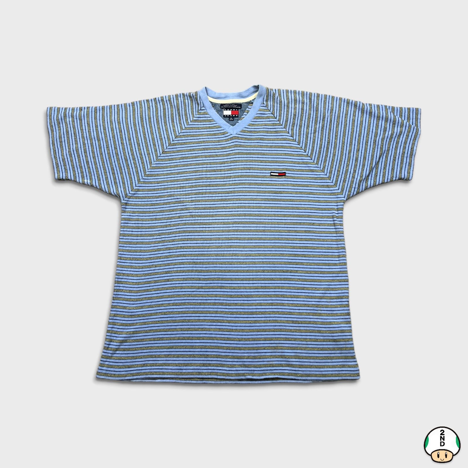 Tommy Hilfiger × Vintage 90s Tommy Hilfiger T Shirt XL Tommy Jeans Striped Flag Tee Size US XL / EU 56 / 4 - 1 Thumbnail