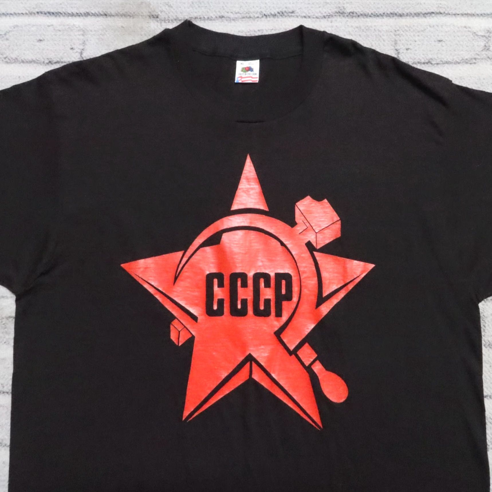 VINTAGE CCCP Soviet Union Shirt XL Mens Black 90s T-Shirt Made in USA