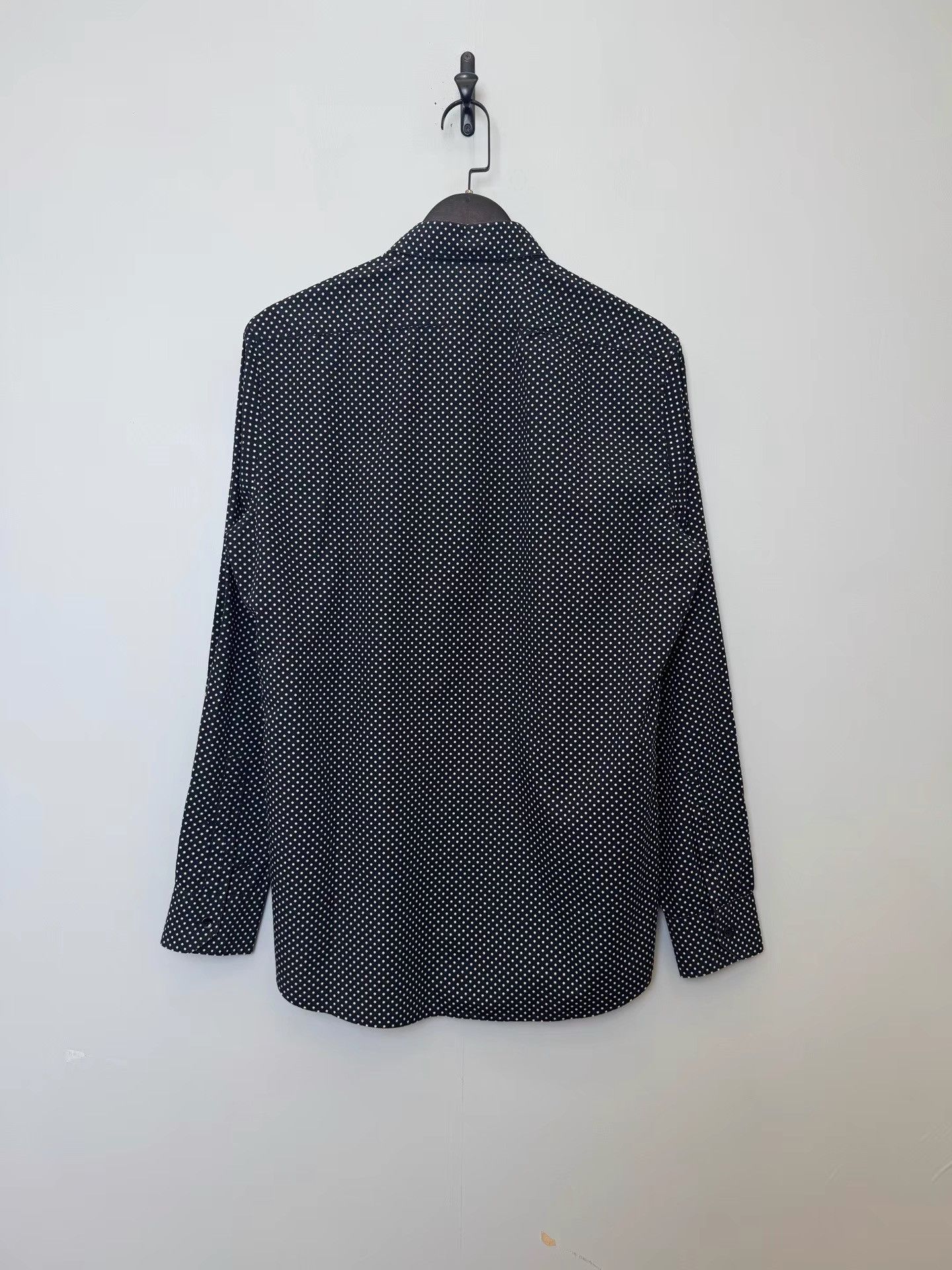 Saint Laurent Paris Saint Laurent Blue & White Polka Dot Print Shirt K36 Size L / US 10 / IT 46 - 2 Thumbnail