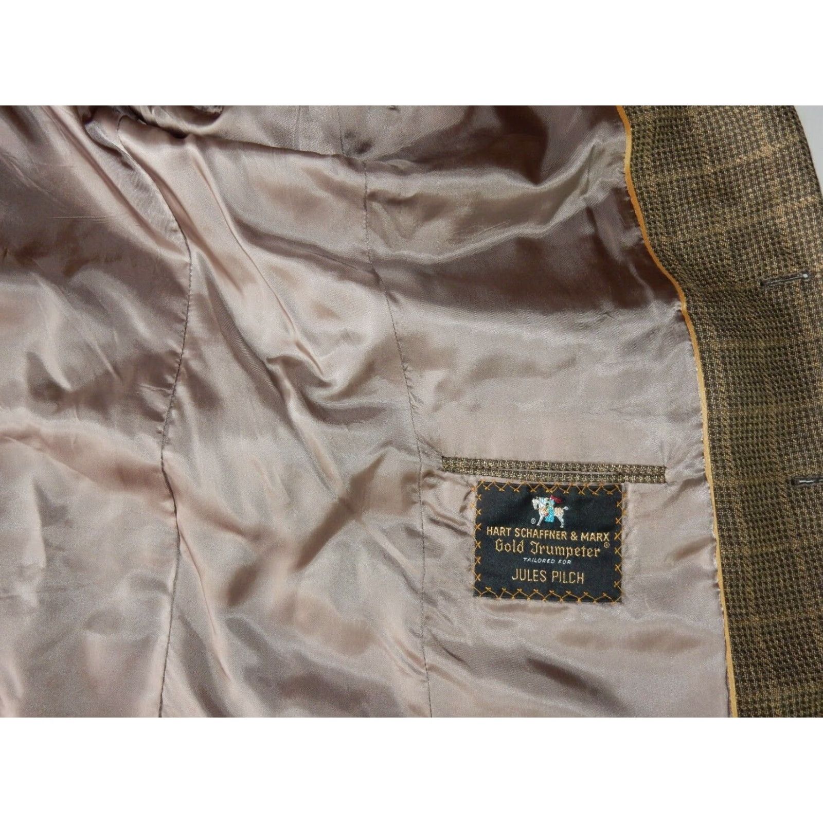 Hart Schaffner Marx VINTAGE Hart Schaffner Marx Men's Blazer Sport Coat Jacket Size 42L Wool Plaid Brown Size 42R - 7 Thumbnail