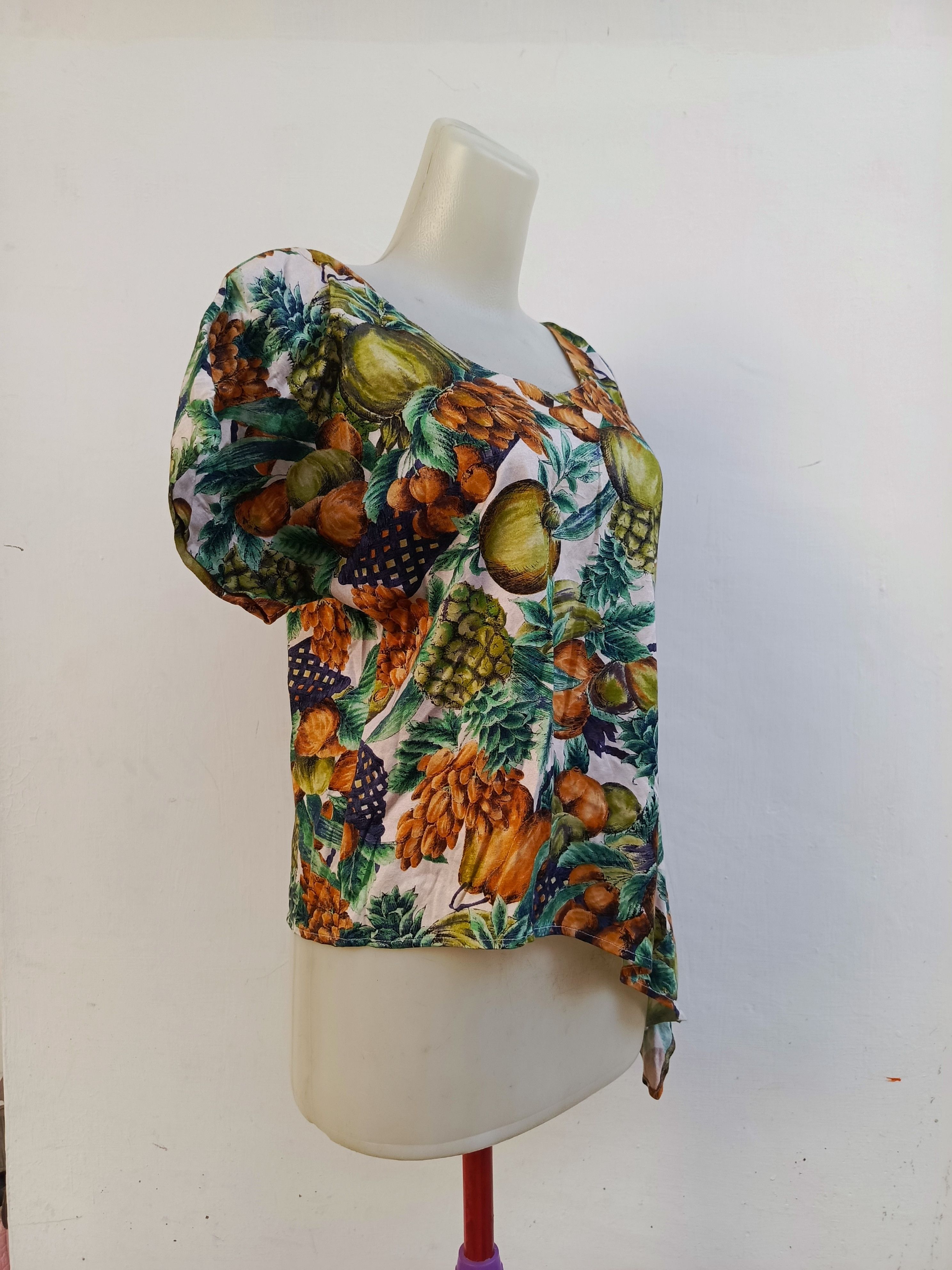 Japanese Brand Moga Vintage Fruit Pattern Asymmetrical Blouse Size M / US 6-8 / IT 42-44 - 3 Thumbnail